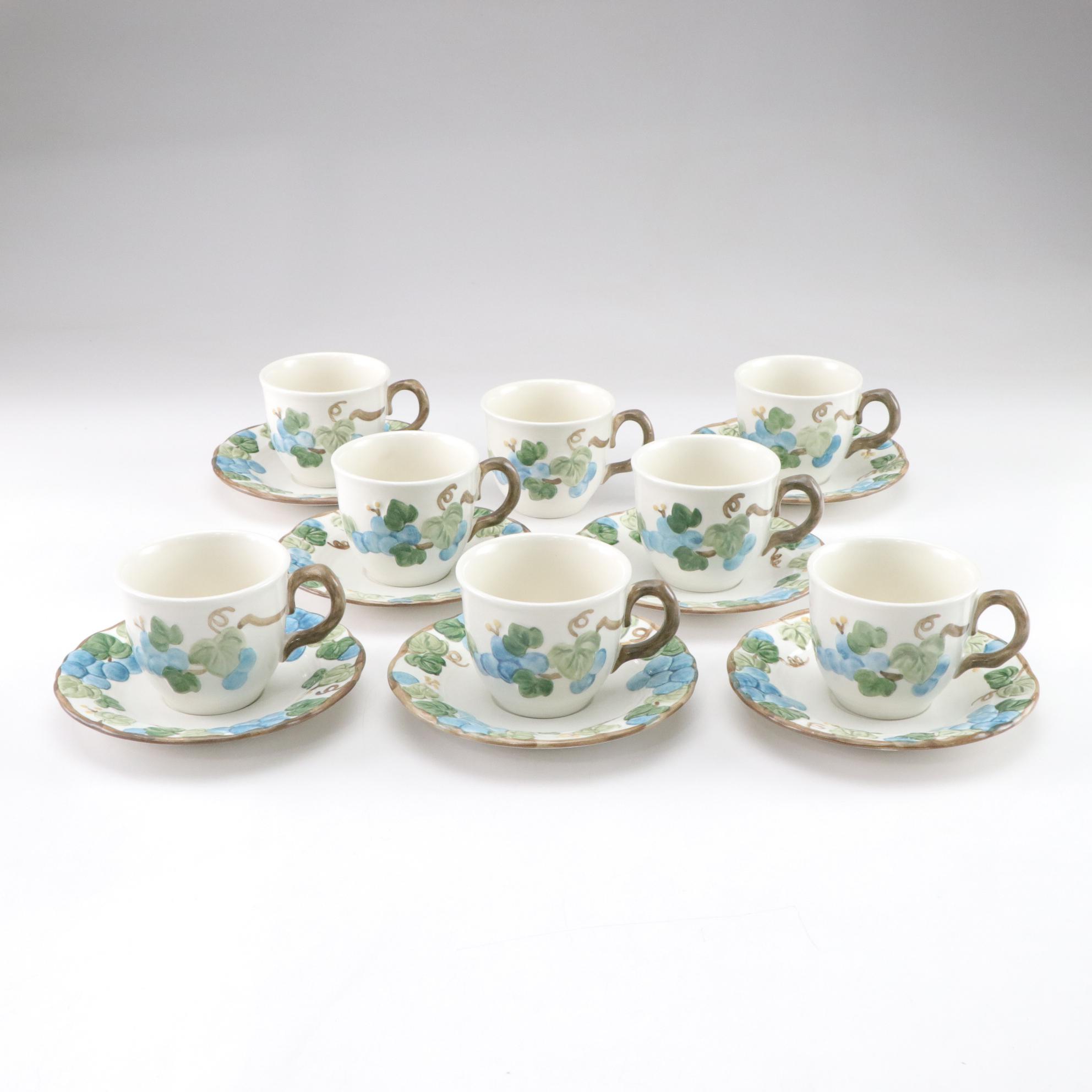 Poppy Trail "Sculptured Grape" Cups, Saucers and More