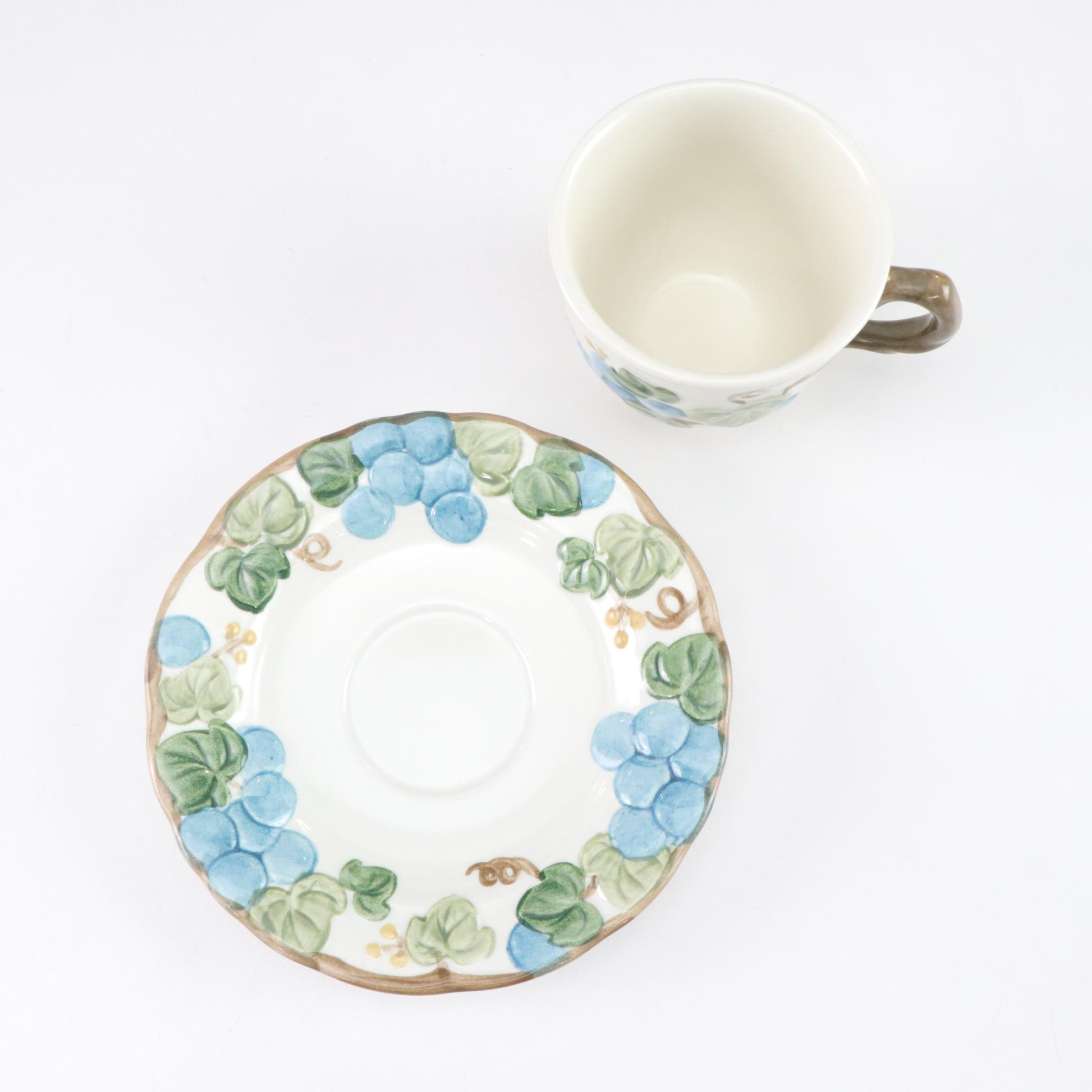 Poppy Trail "Sculptured Grape" Cups, Saucers and More