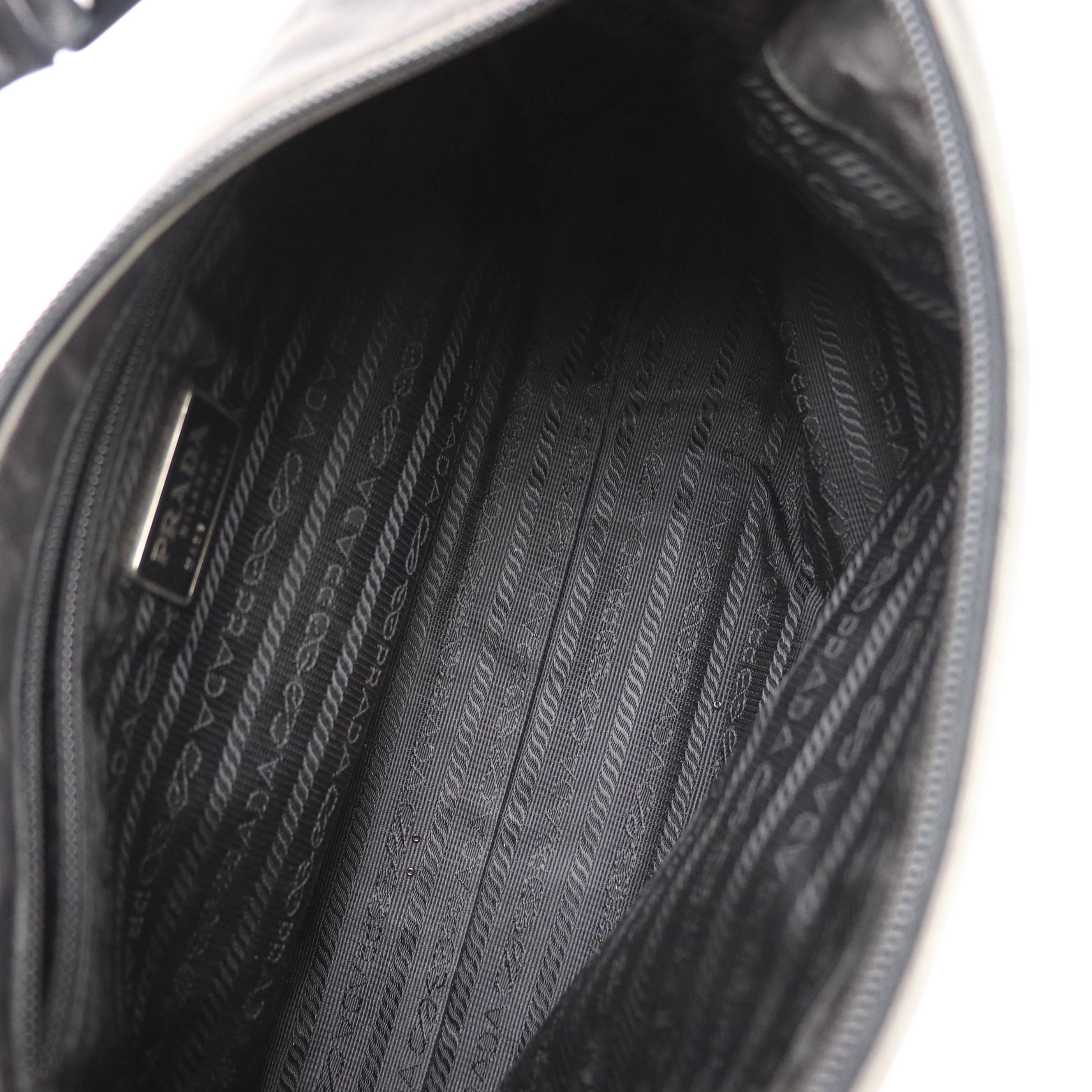 Prada Shoulder Bag in Black Calfskin Leather with Black Resin Arc Handle