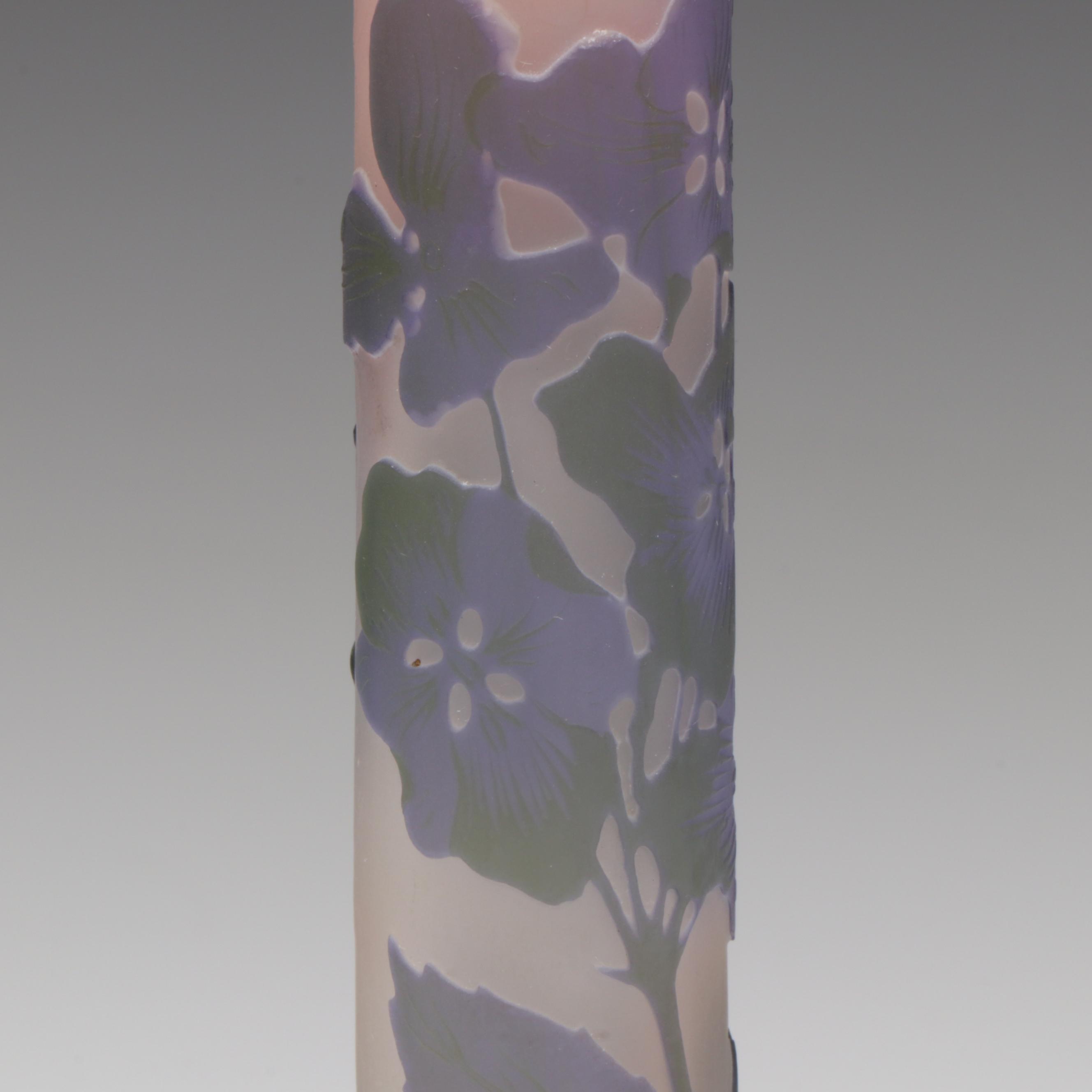 Émile Gallé Hydrangea Cameo Glass Vase, Early 20th Century