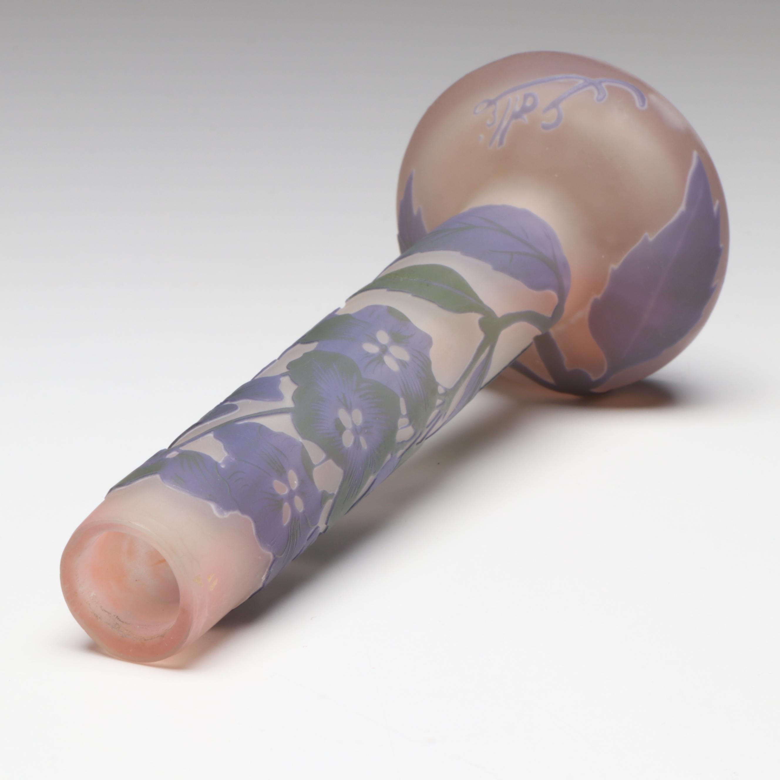 Émile Gallé Hydrangea Cameo Glass Vase, Early 20th Century