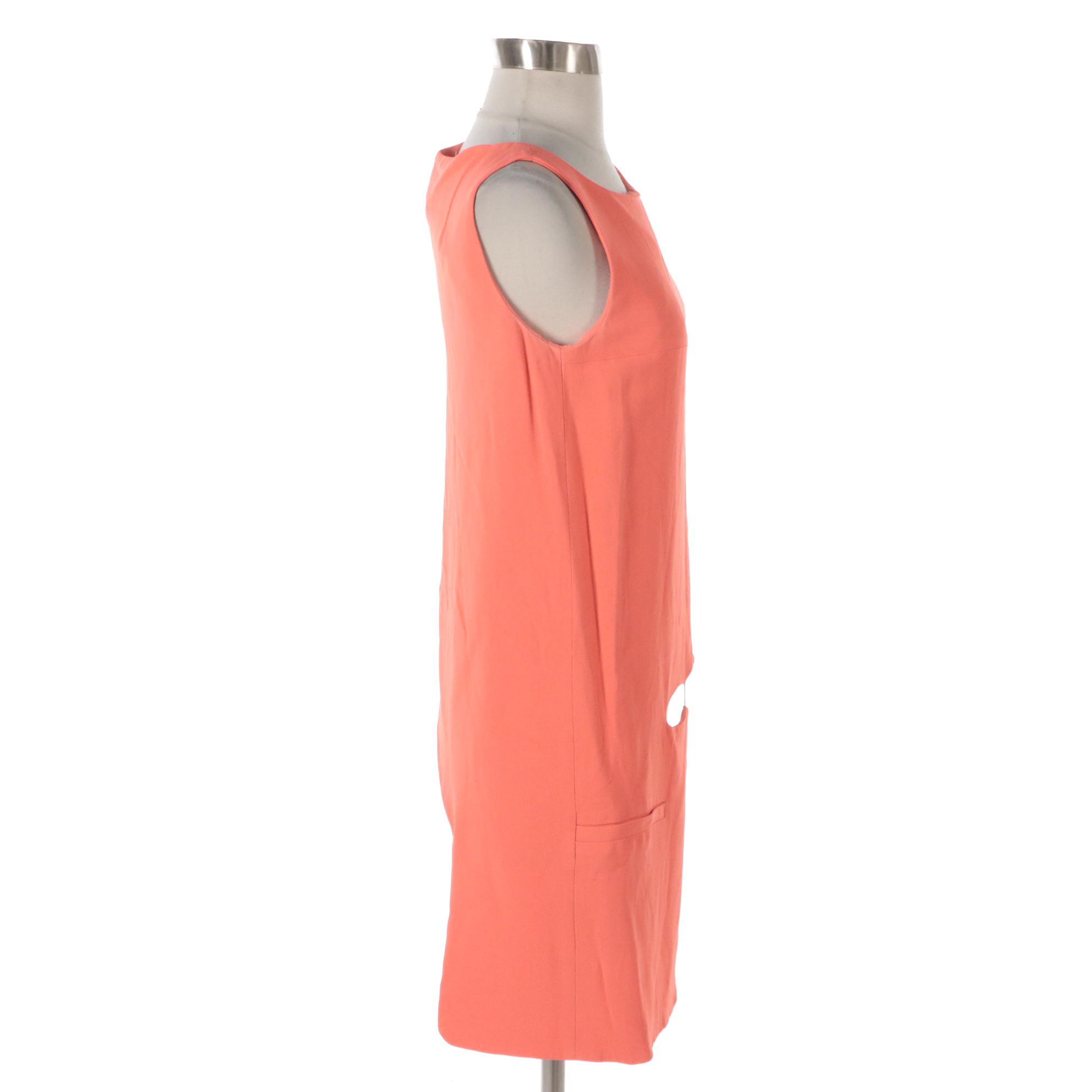 Hussein Chalayan Sleeveless Asymmetrical Tailored Top in Coral Viscose Blend