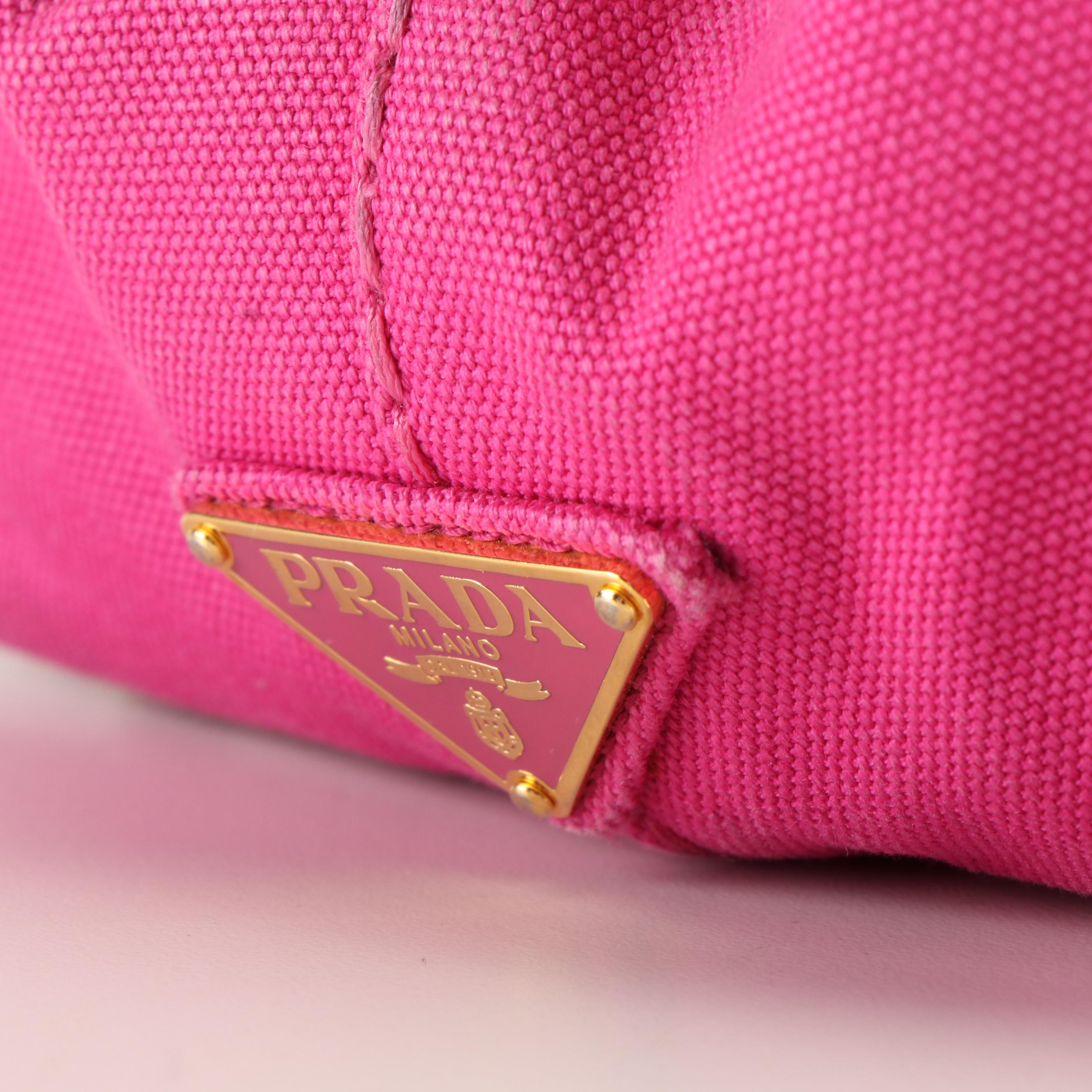 Prada Canapa Logo Tote Bag in Pink Fuchsia Canvas
