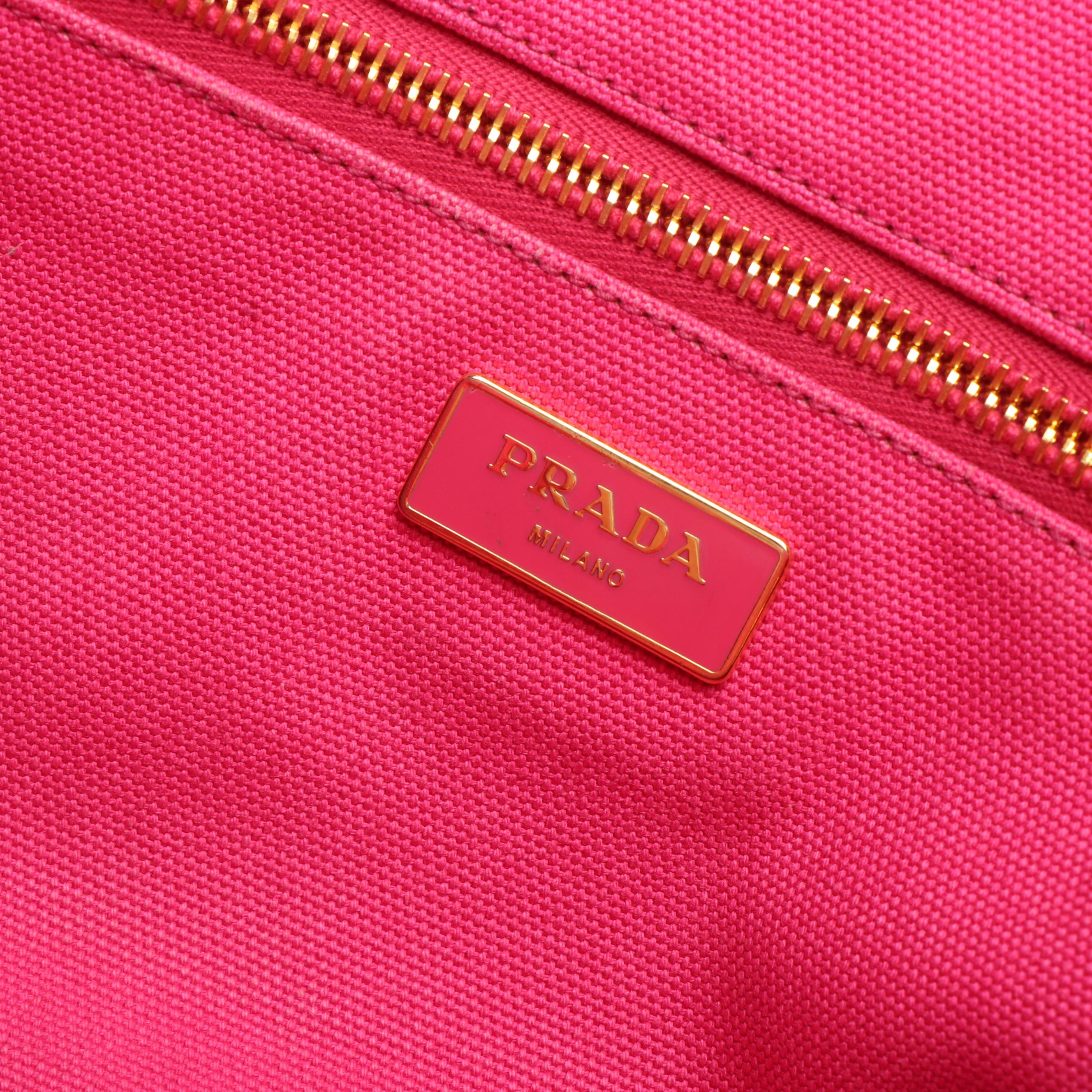 Prada Canapa Logo Tote Bag in Pink Fuchsia Canvas