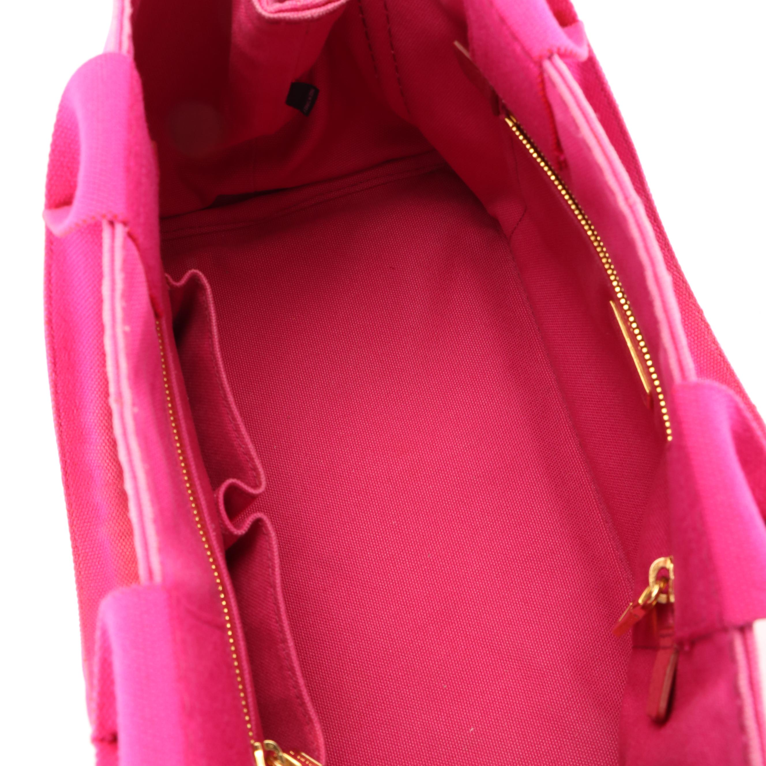 Prada Canapa Logo Tote Bag in Pink Fuchsia Canvas