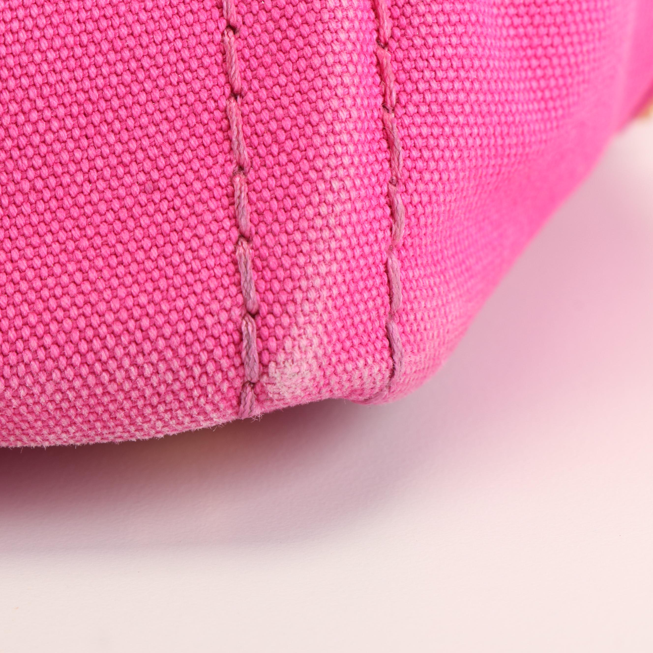 Prada Canapa Logo Tote Bag in Pink Fuchsia Canvas