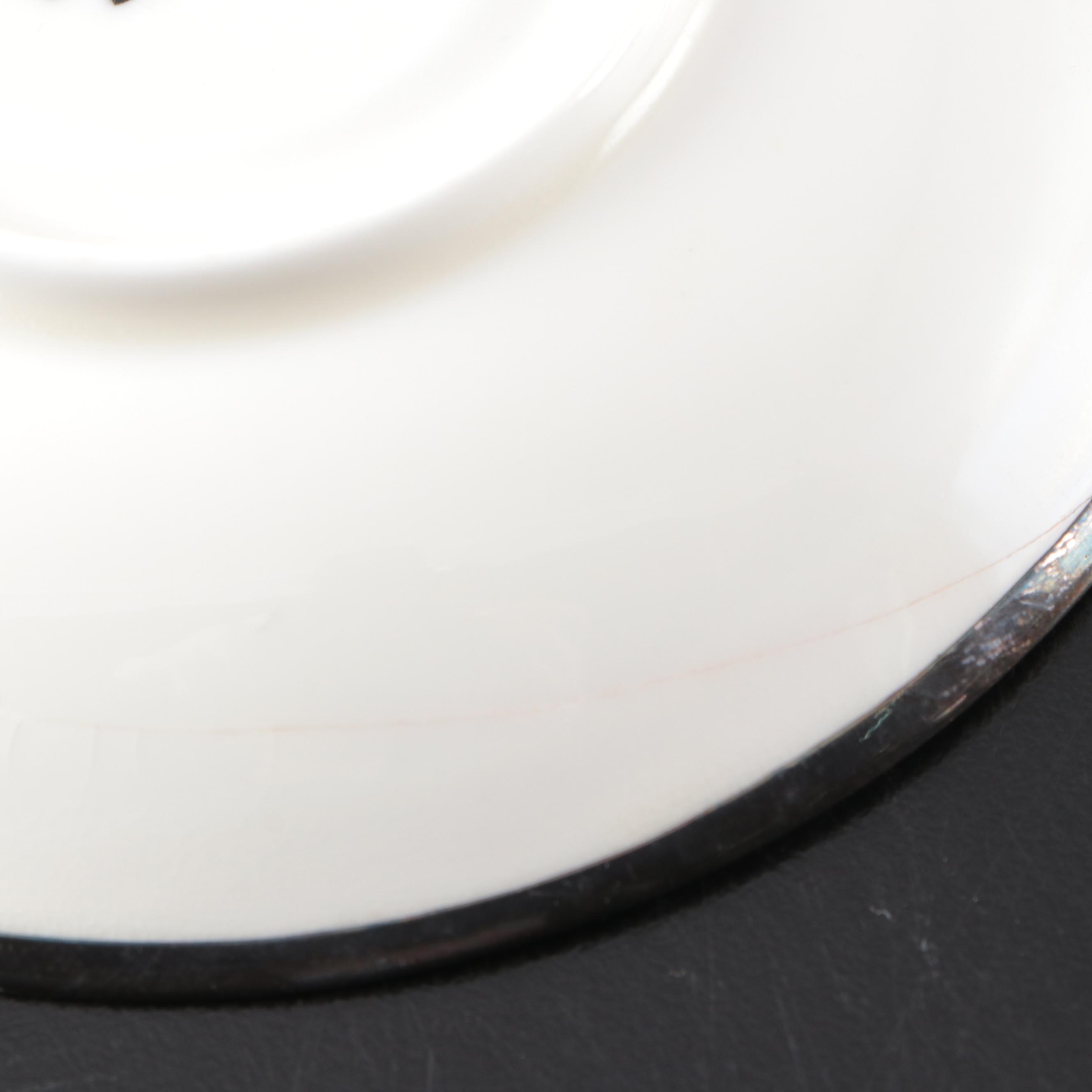 English Mauser Silver Overlay Porcelain Tea Set, Early 20th Century