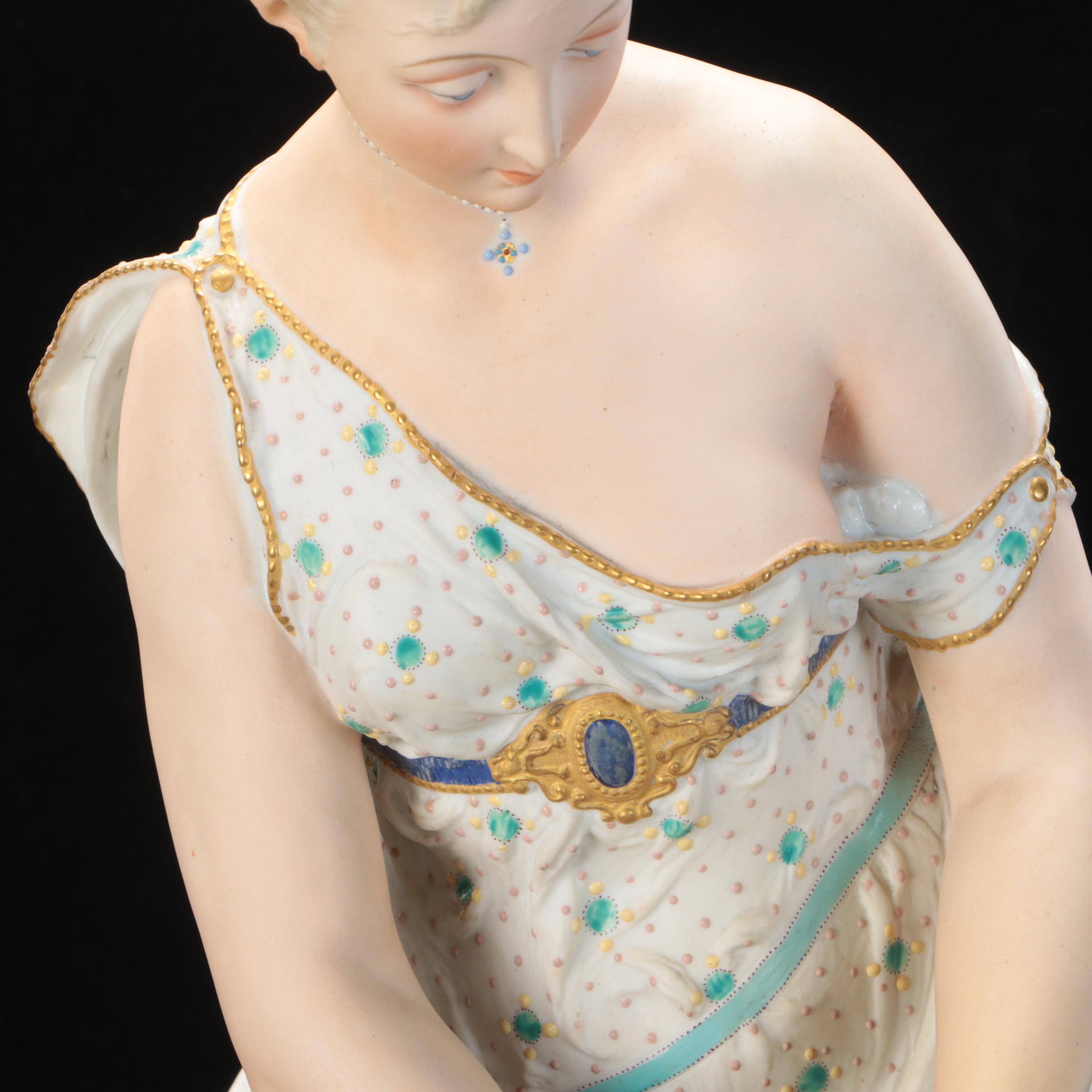 Vion et Baury French Bisque Art Nouveau Style Allegorical Figurine, Late 19th C.