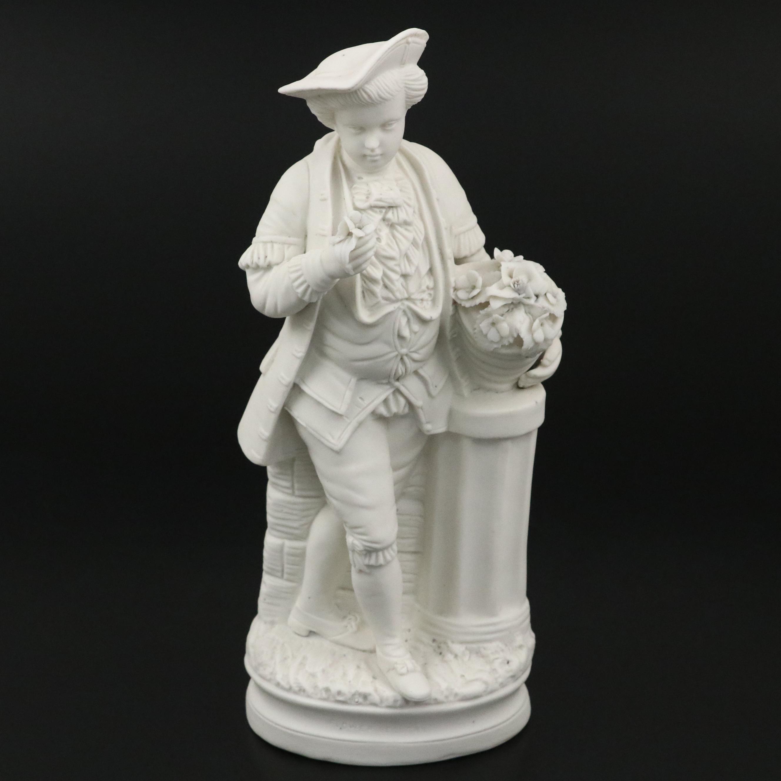 James Wilson English Parian "Flower Seller" Figurine, Mid to Late 19th Century