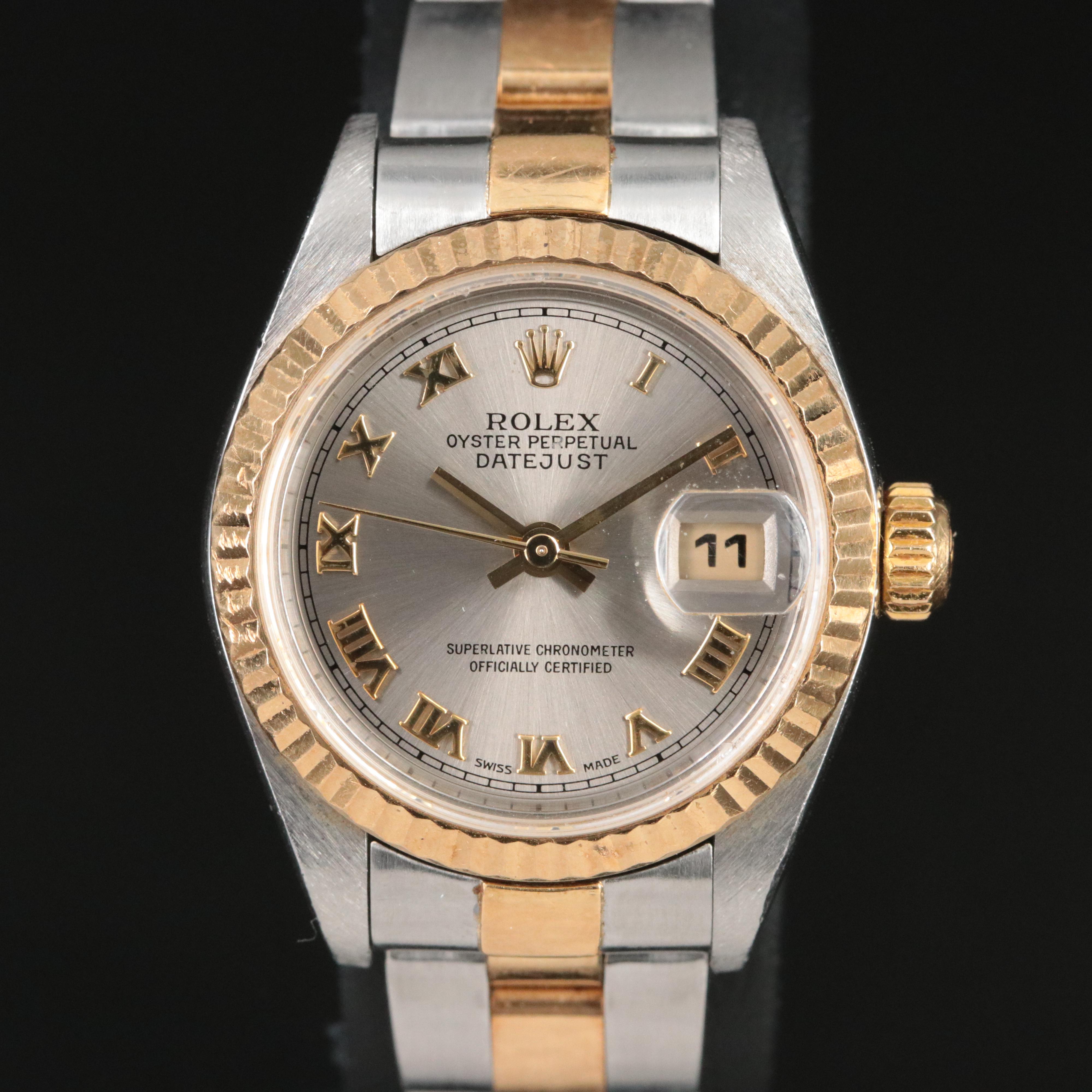 2000 Rolex Roman Slate Dial Two-Tone Datejust Watch