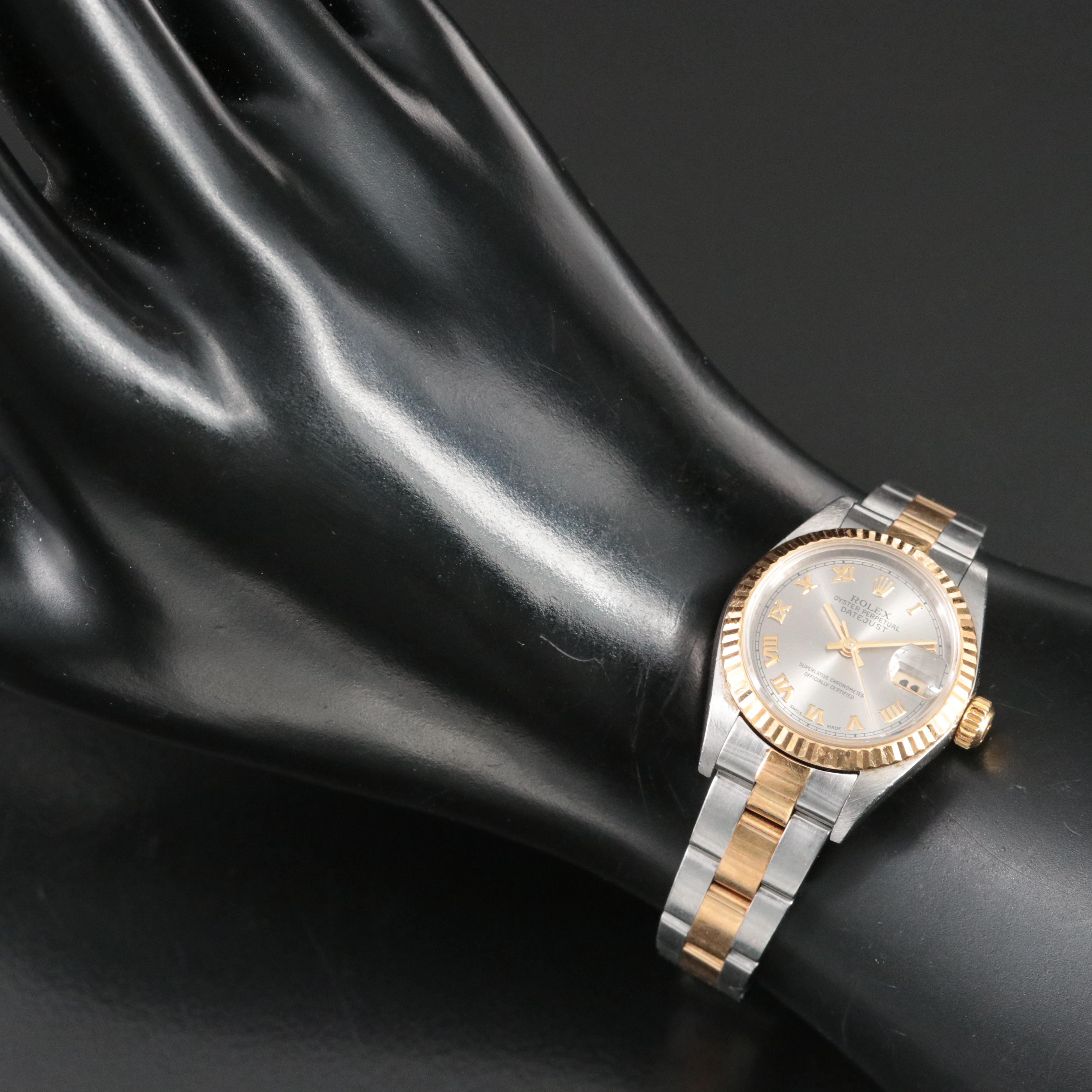 2000 Rolex Roman Slate Dial Two-Tone Datejust Watch