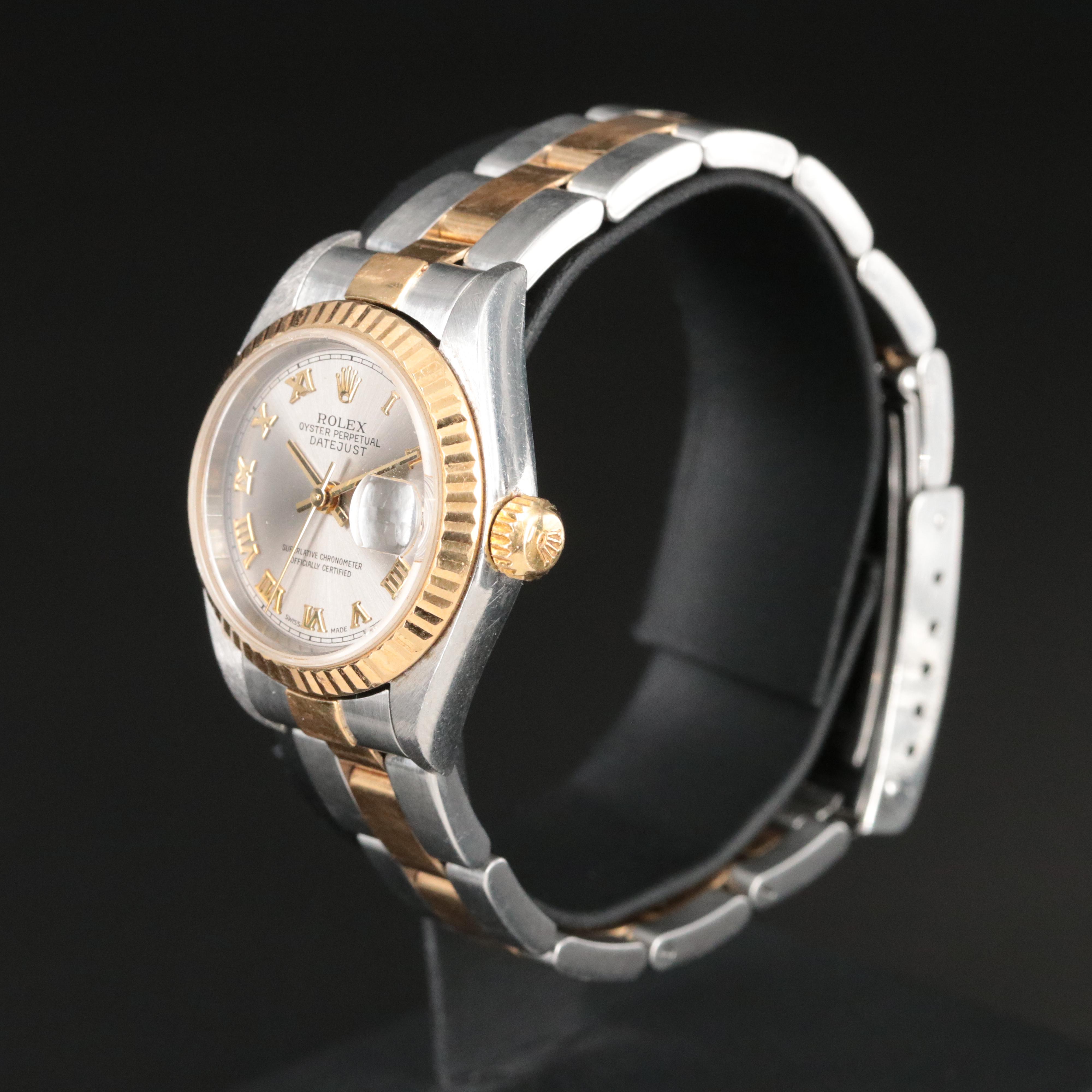 2000 Rolex Roman Slate Dial Two-Tone Datejust Watch