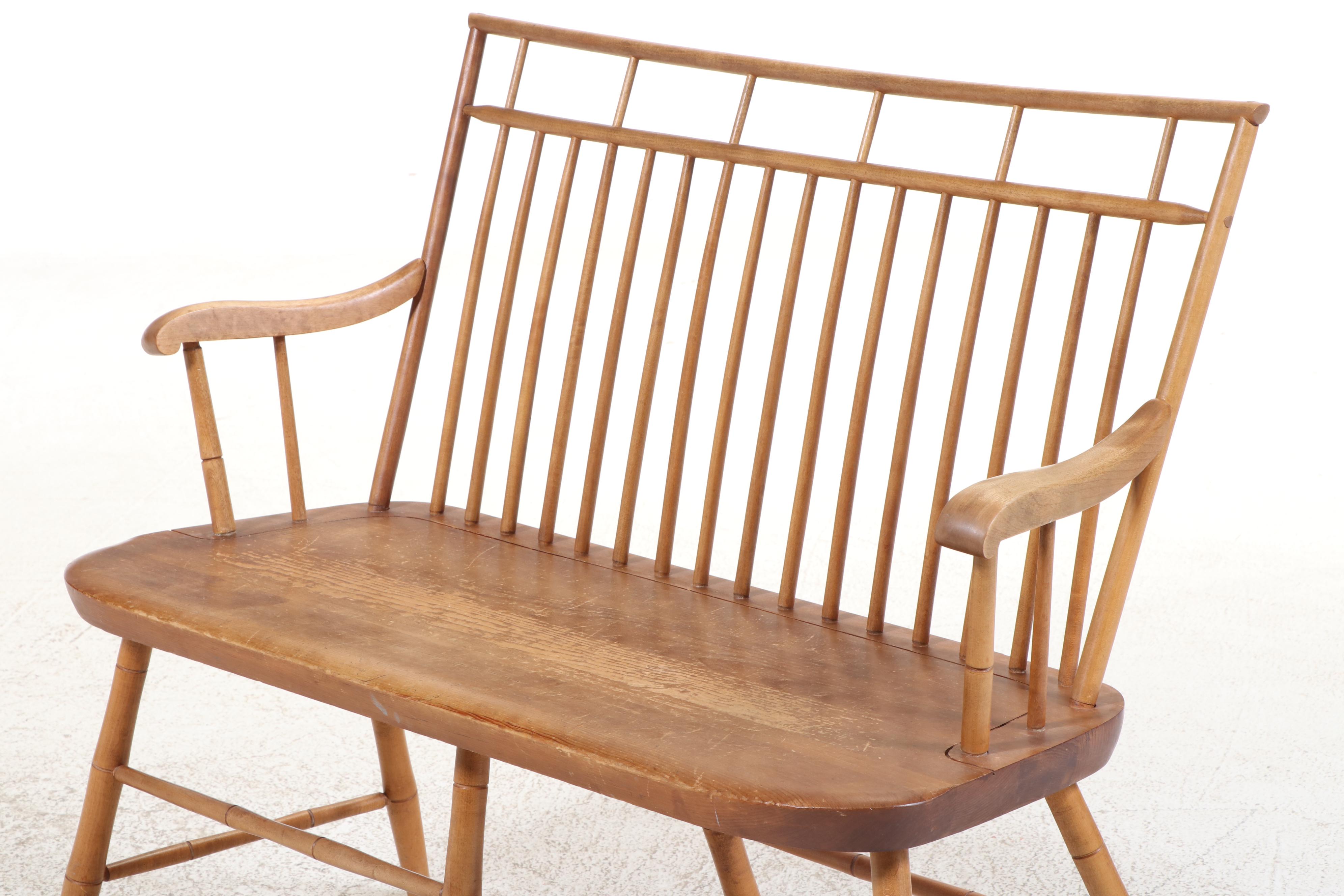 American Colonial Style Spindle-Back Bench, 20th Century