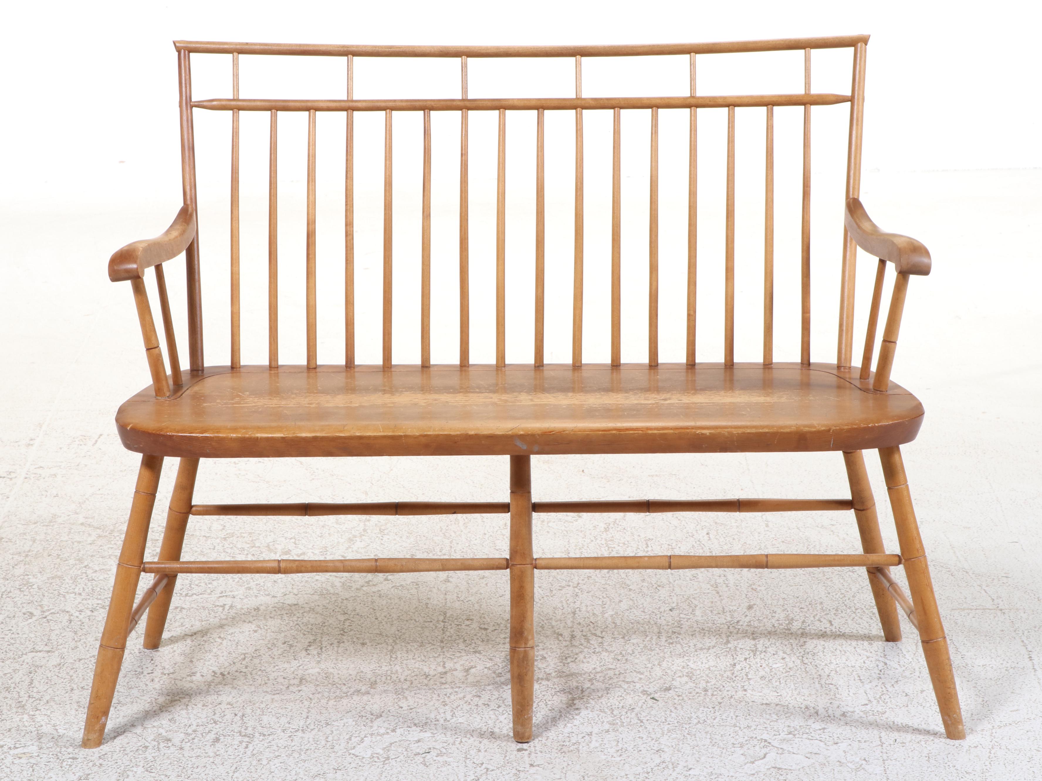 American Colonial Style Spindle-Back Bench, 20th Century