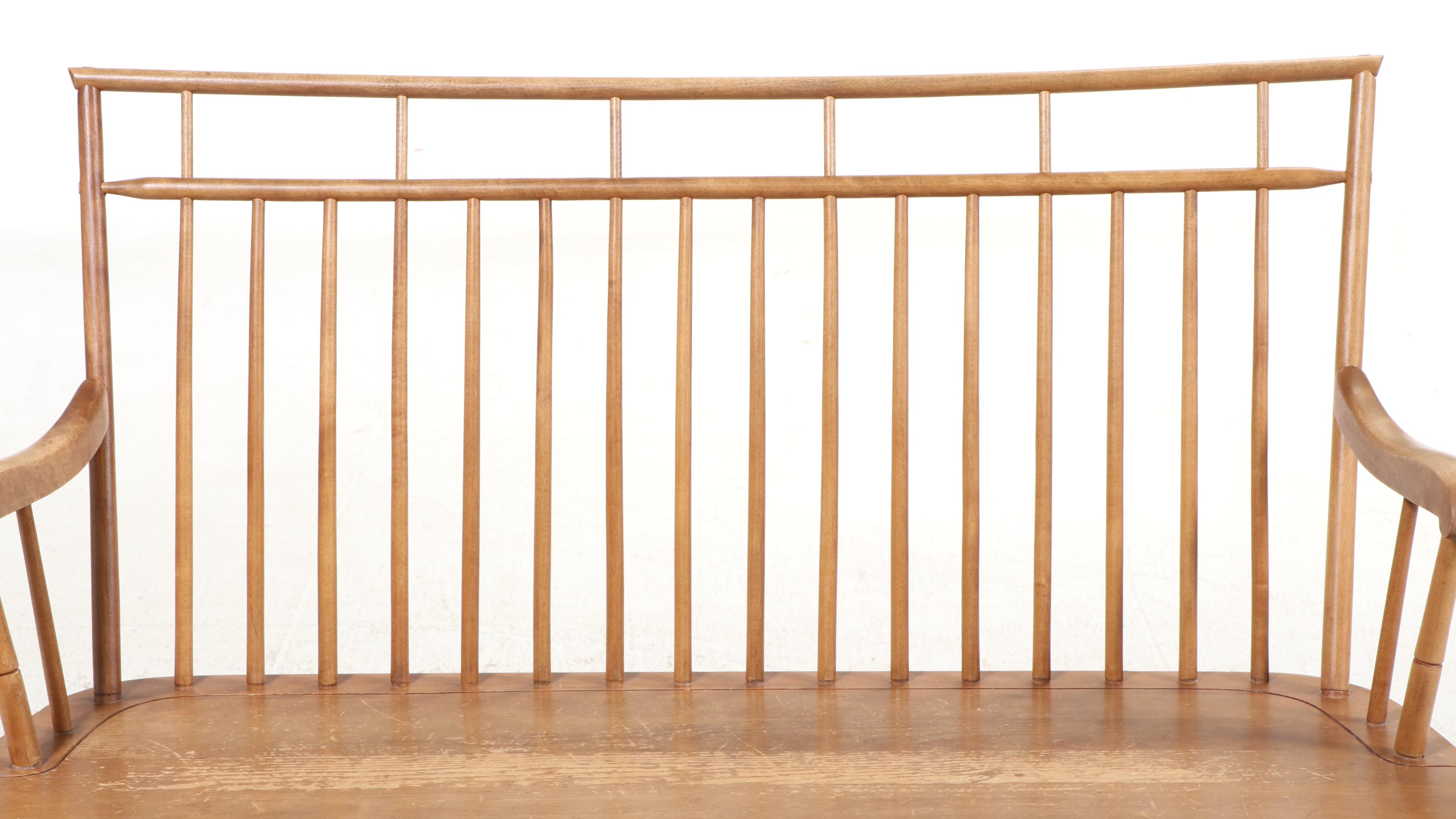 American Colonial Style Spindle-Back Bench, 20th Century