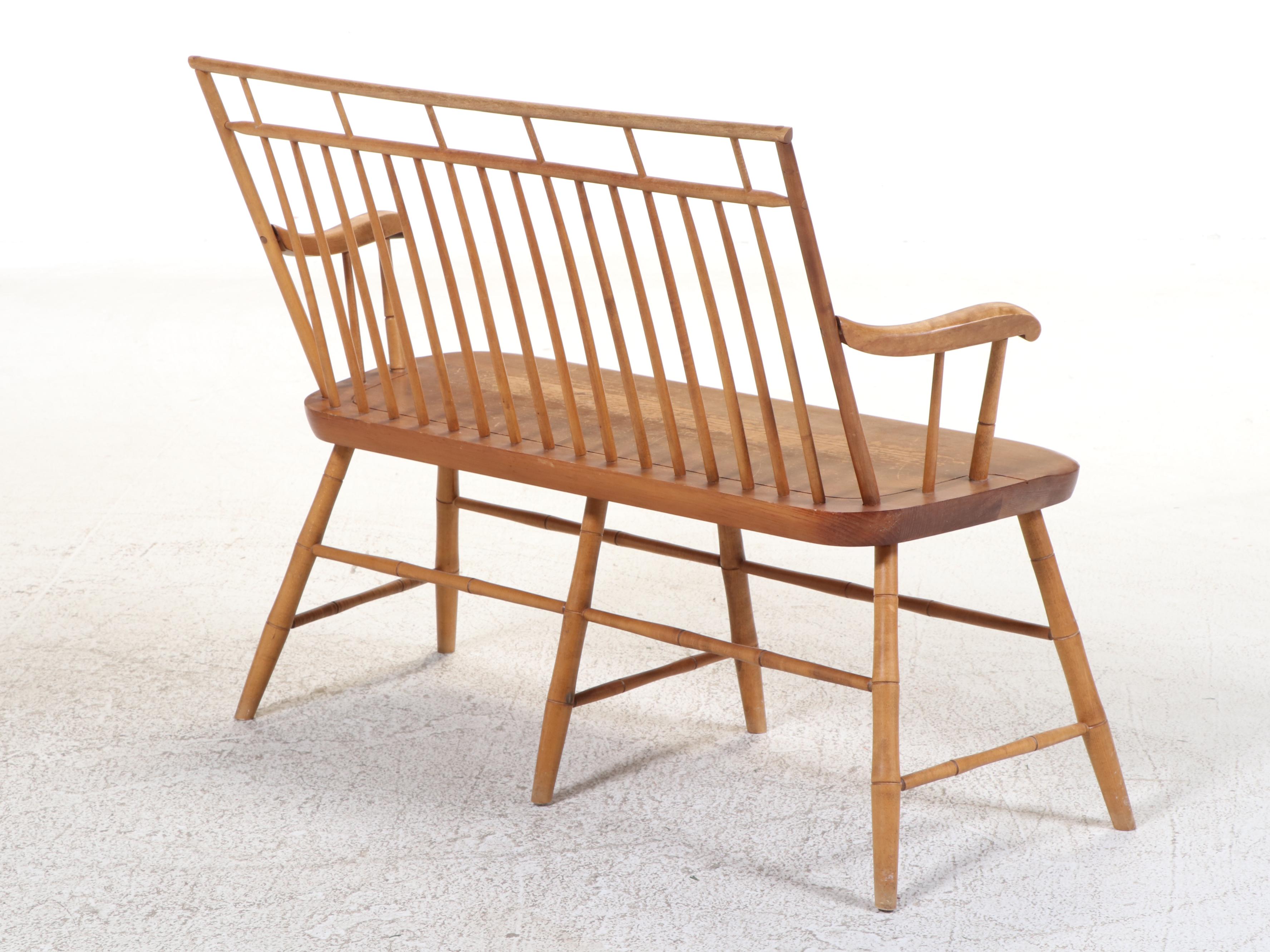 American Colonial Style Spindle-Back Bench, 20th Century