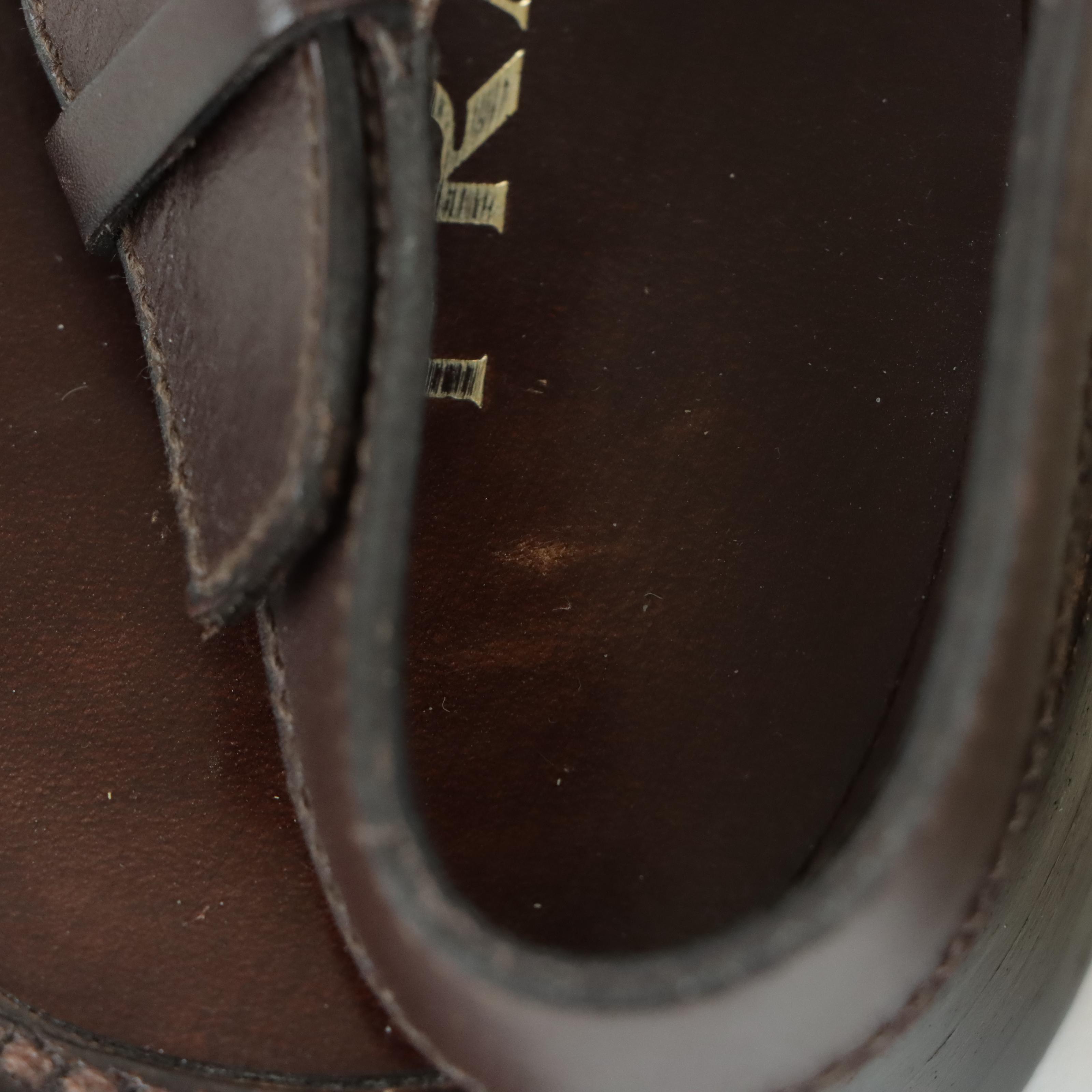 Men's Prada Pony Hair & Leather Sandals in Chocolate Brown