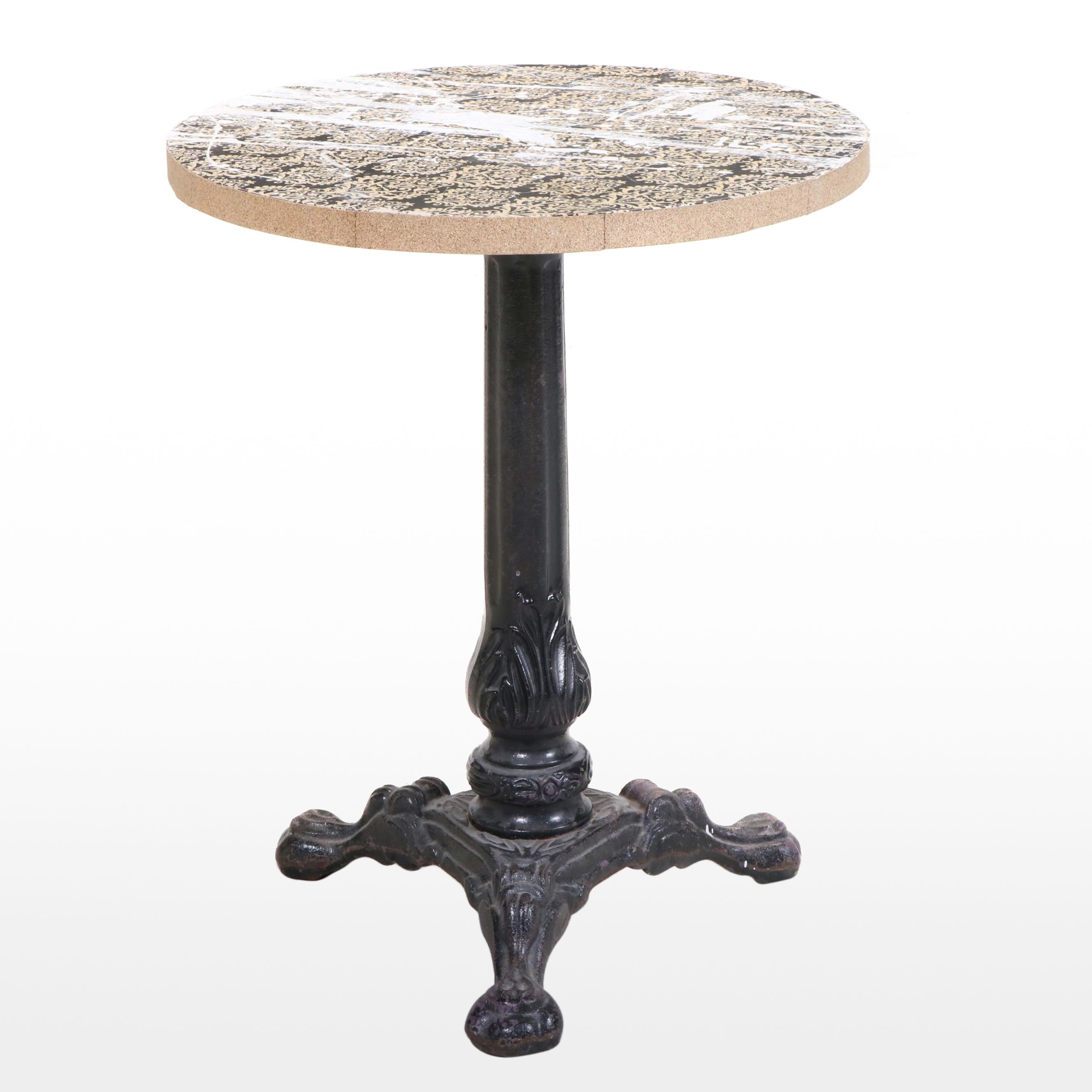 Contemporary Cast Iron and Laminate Top Bistro Table
