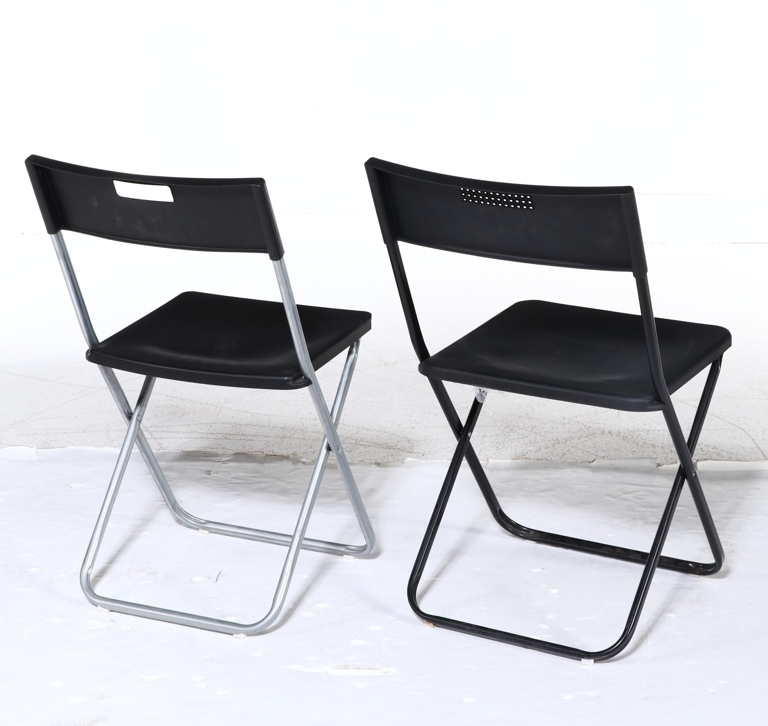 Six IKEA Steel and Plastic Folding Chairs, Incl. "Gund" and "Fejan"