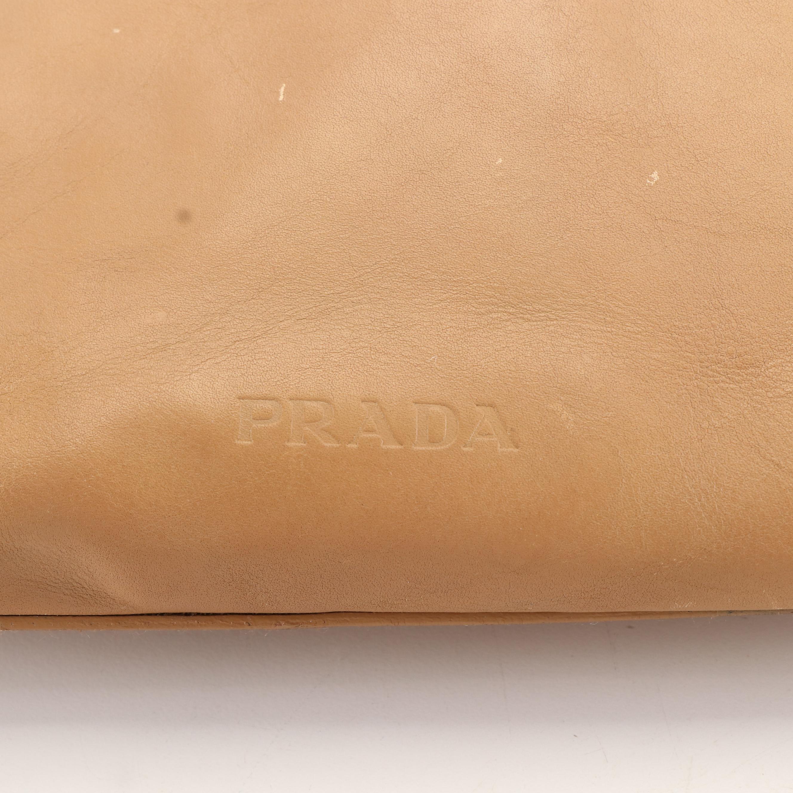 Prada Flower Cut-Out Tote Bag in Tan Leather