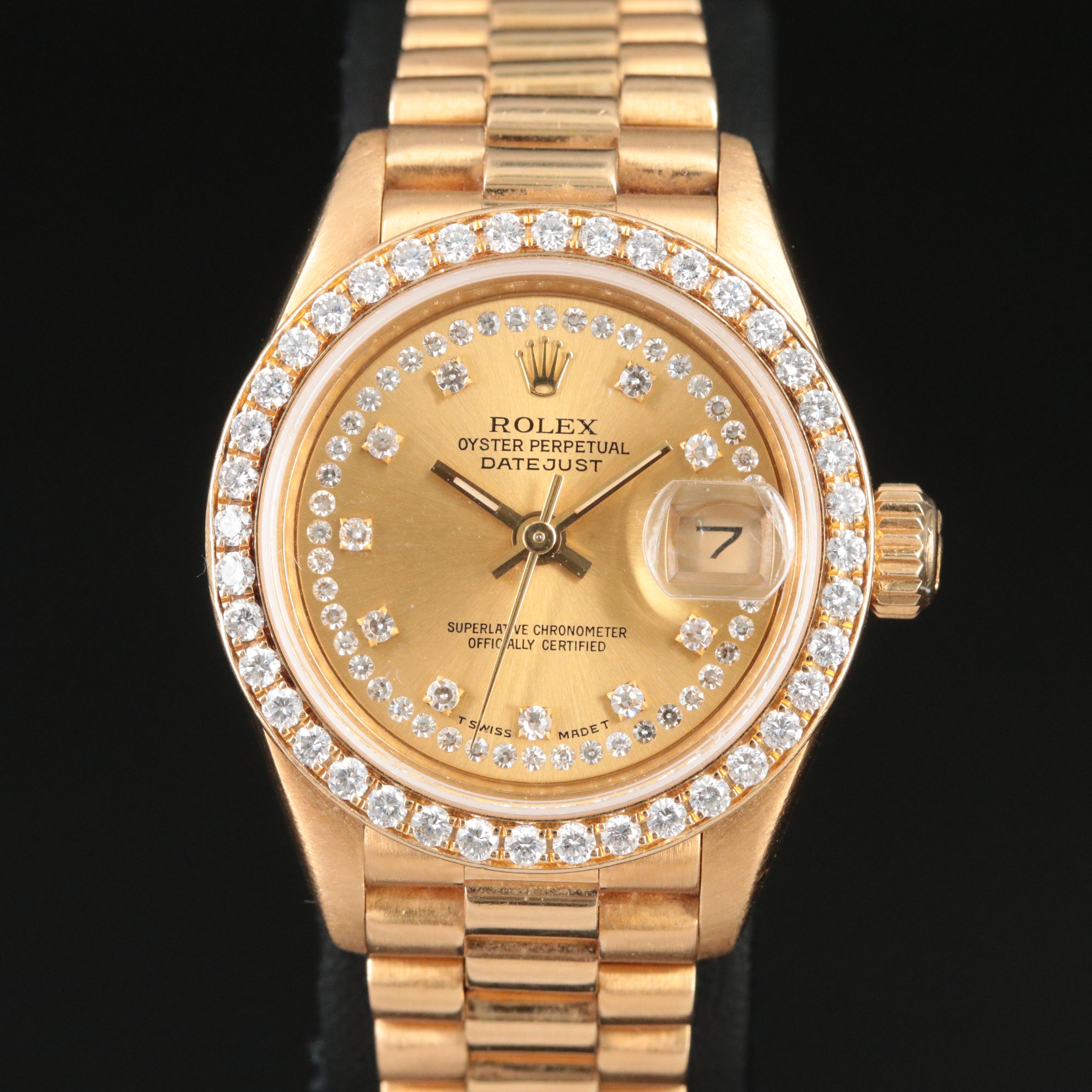 1988 Rolex Datejust 69178 Custom 1.03 CTW Diamond Dial & Bezel Automatic Watch