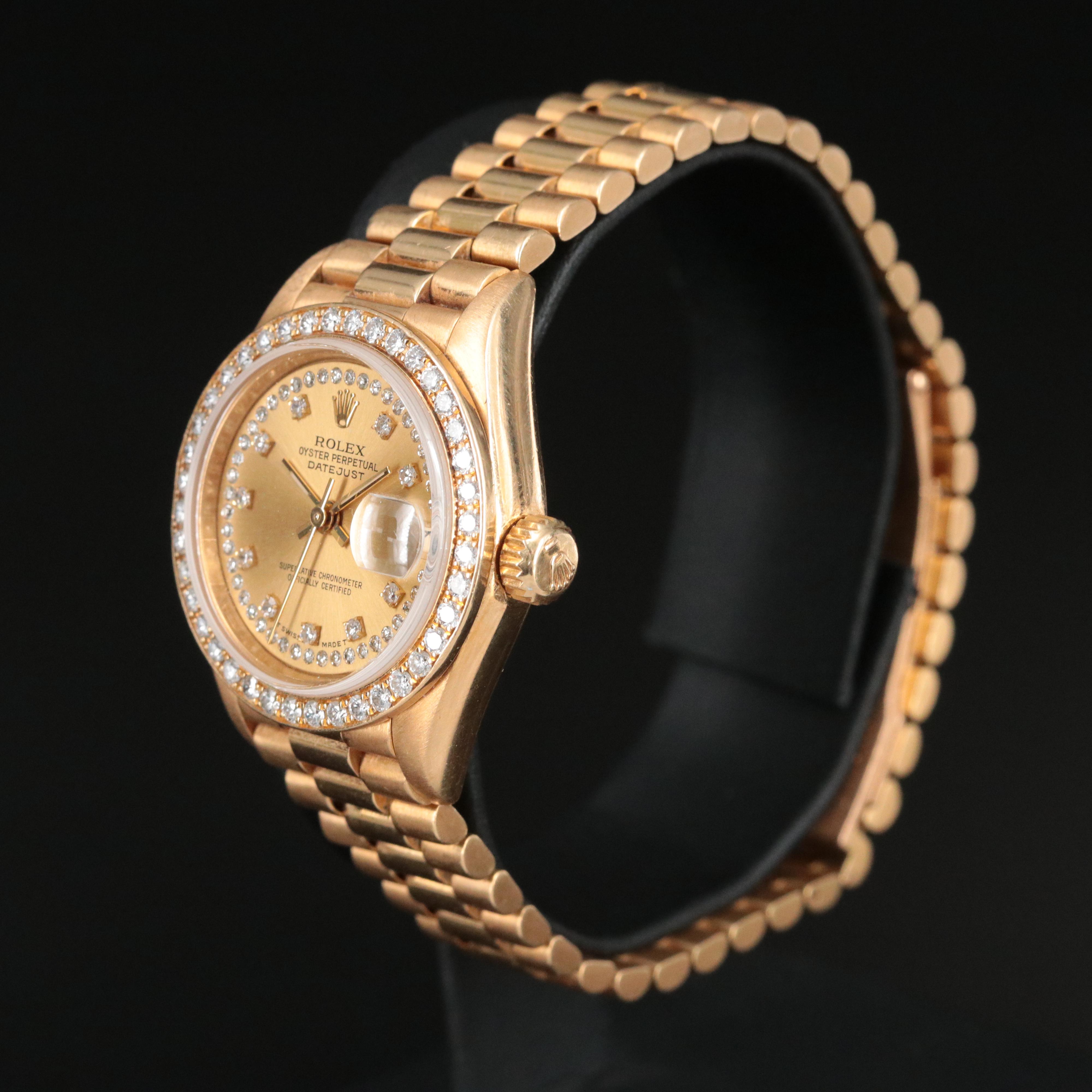 1988 Rolex Datejust 69178 Custom 1.03 CTW Diamond Dial & Bezel Automatic Watch