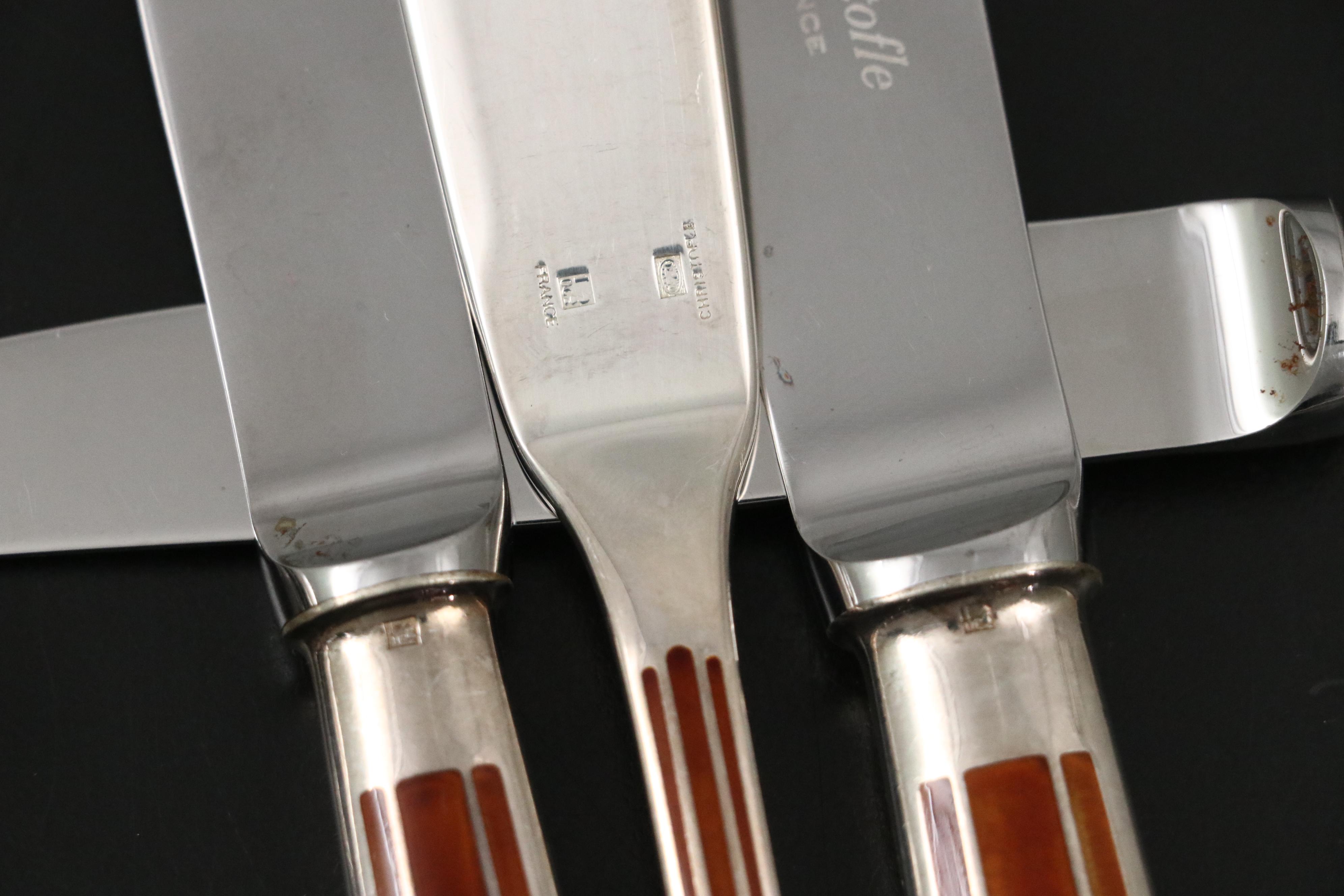 Christofle "Talisman" Enameled Silver Plate Flatware