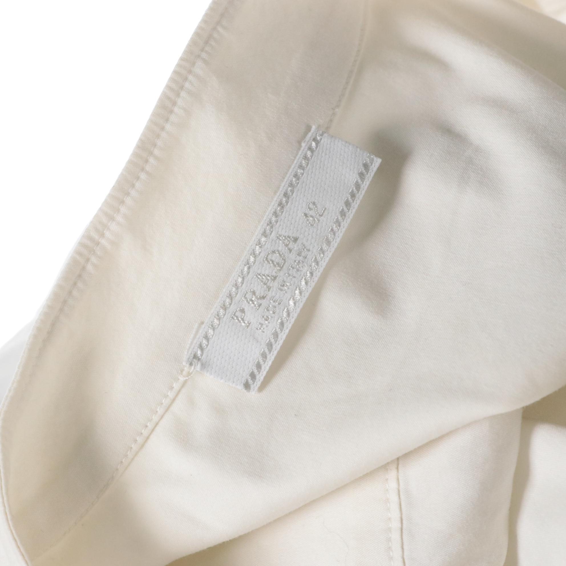 Prada White Stretch Cotton Sleeveless Button-Up Shirt