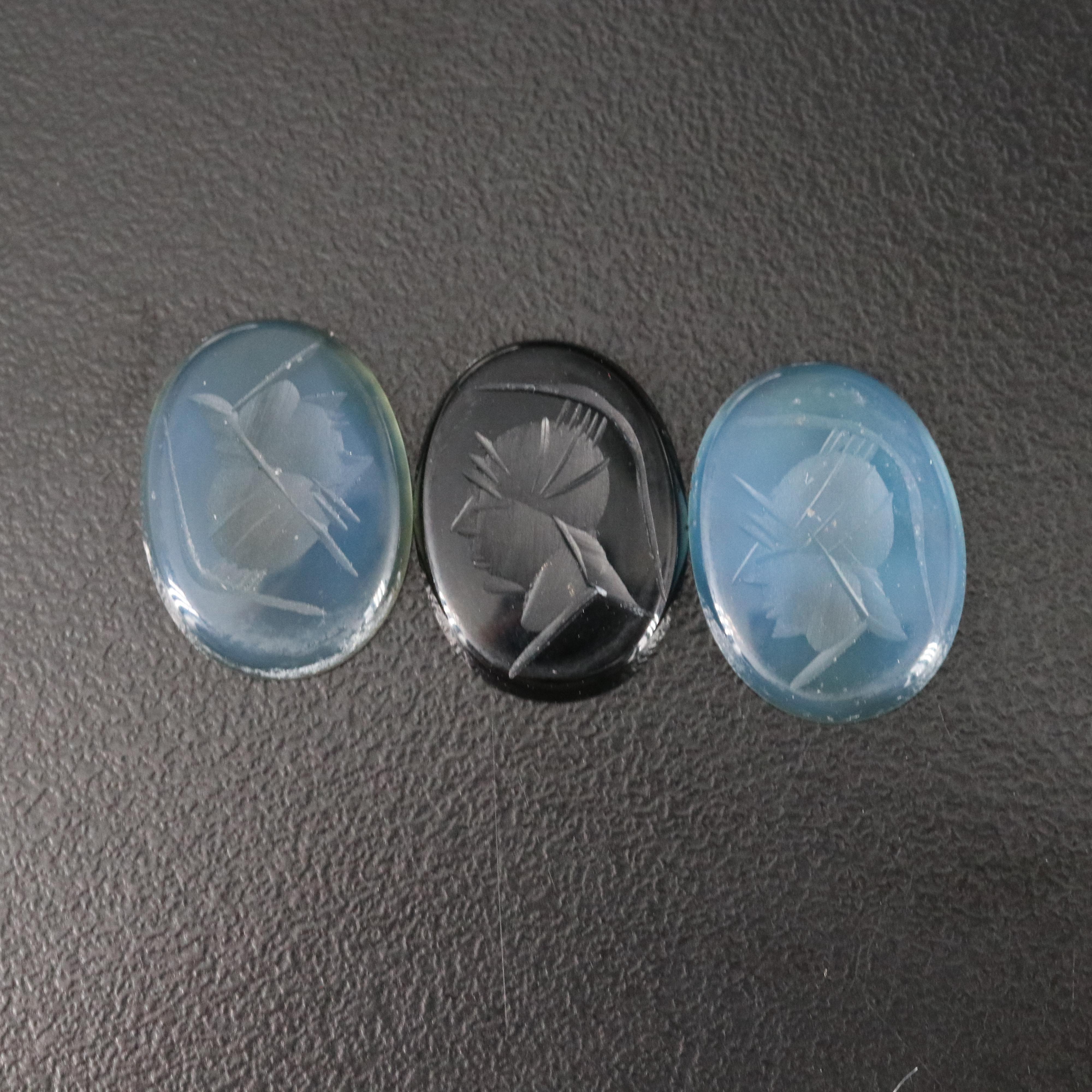 Loose Black Onyx and Chalcedony Intaglios