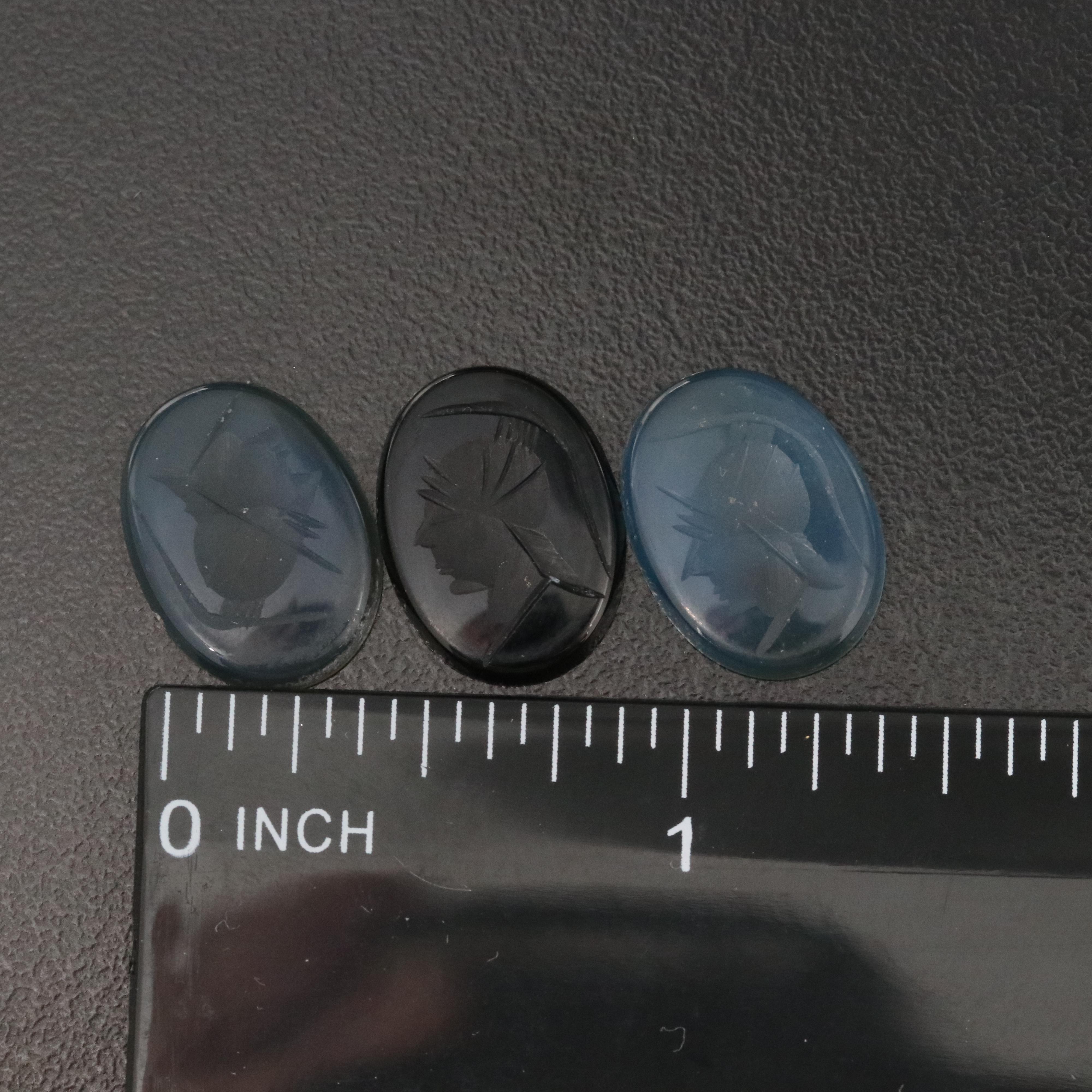 Loose Black Onyx and Chalcedony Intaglios