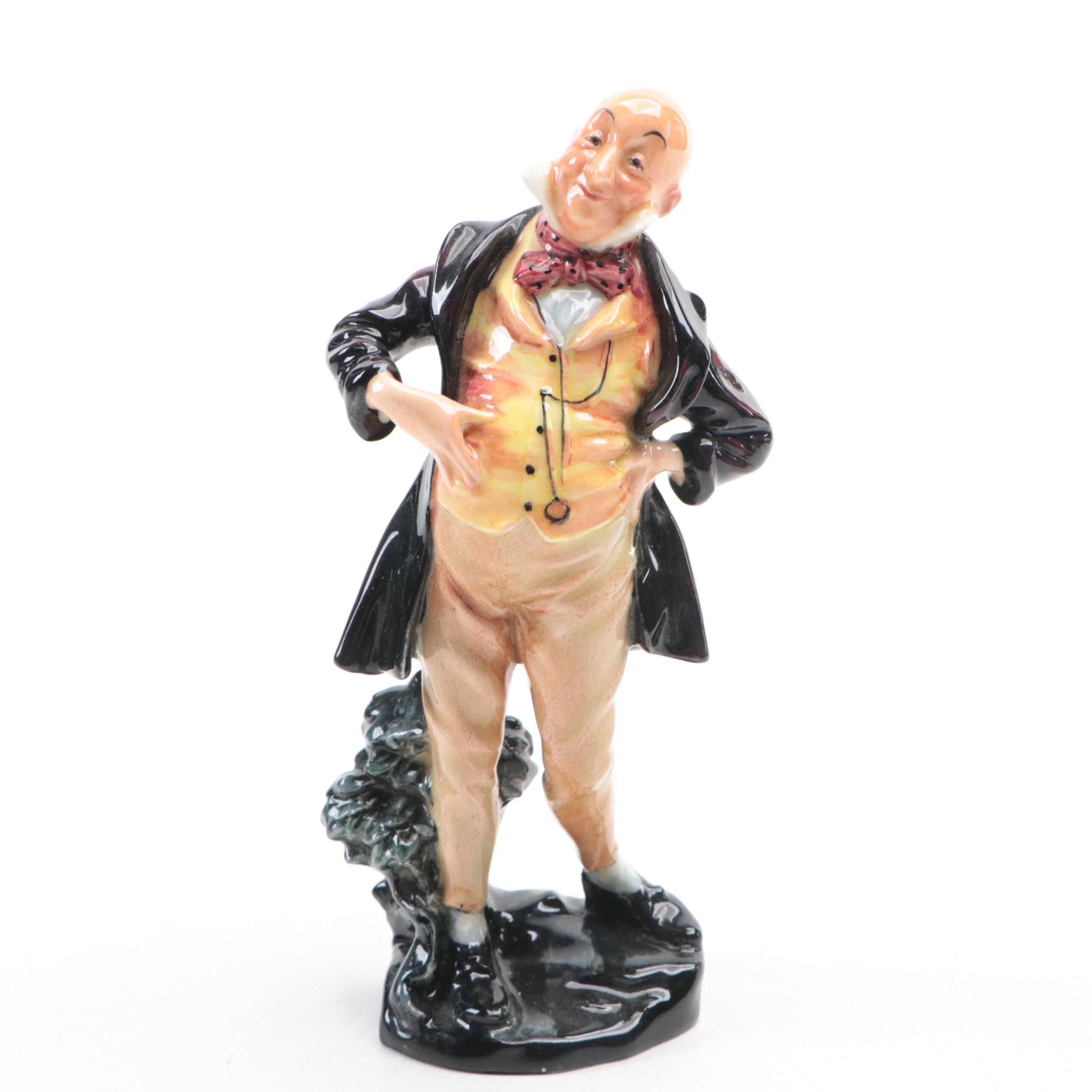Royal Doulton "Micawber" Porcelain Figure and Other Porcelain Commemorative Box