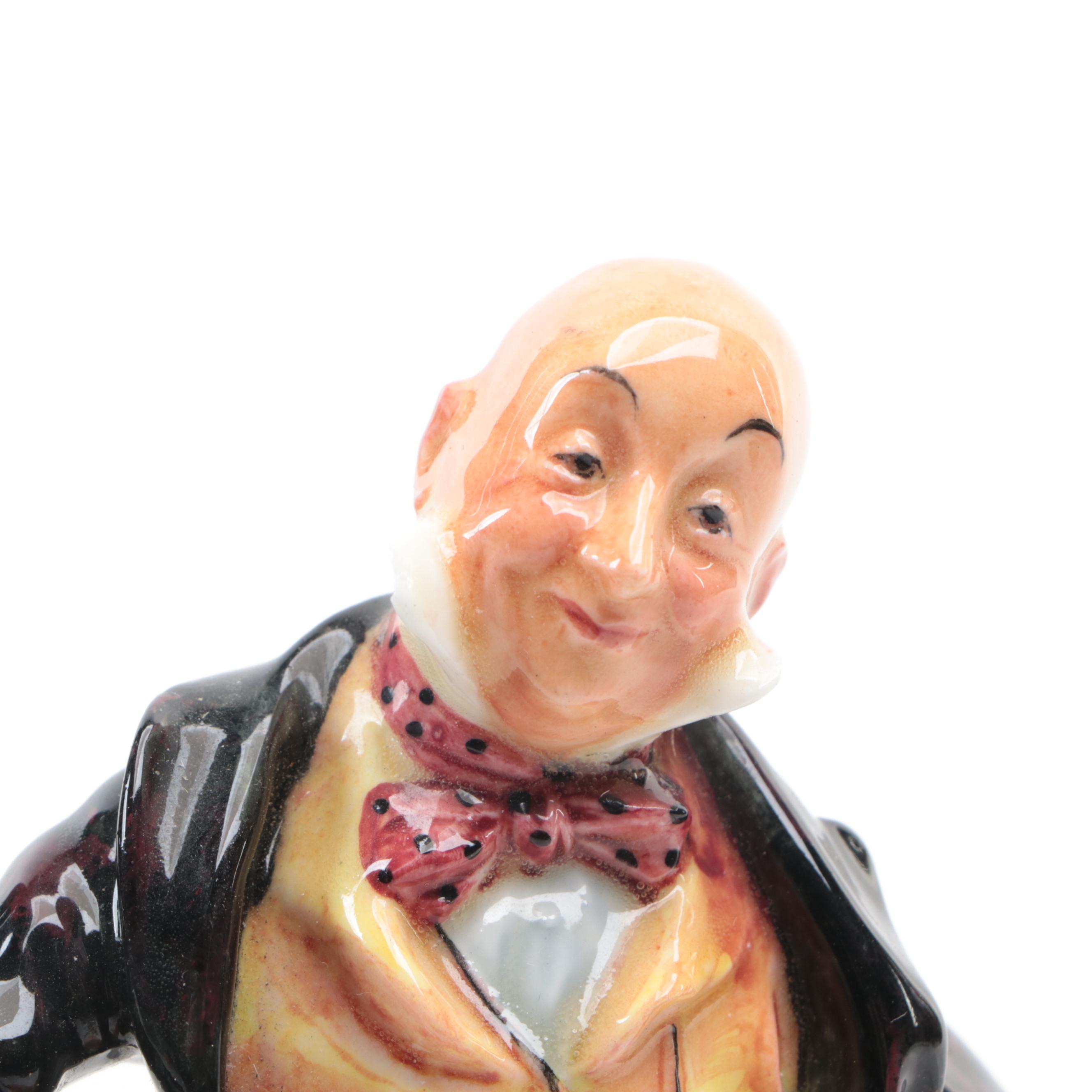 Royal Doulton "Micawber" Porcelain Figure and Other Porcelain Commemorative Box