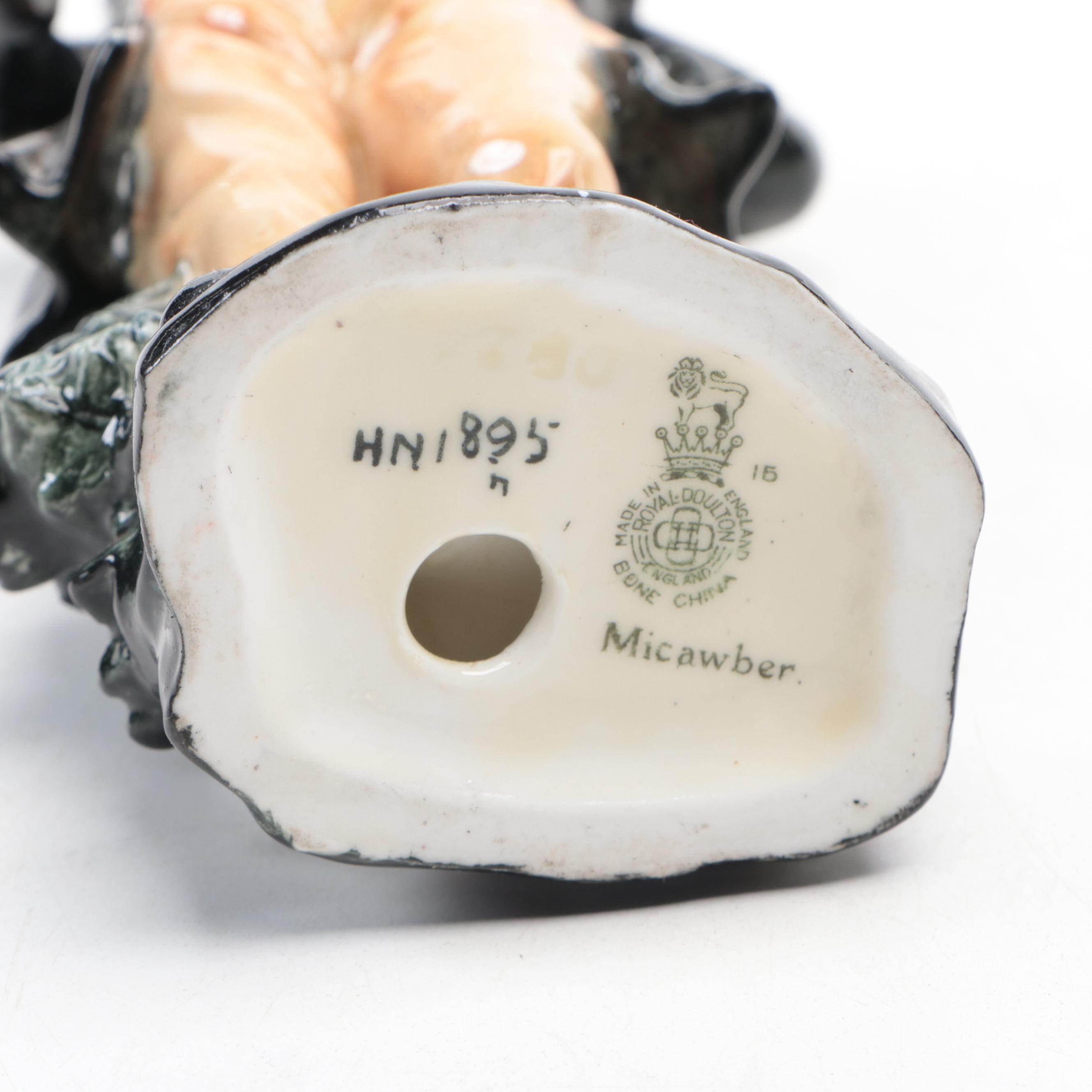 Royal Doulton "Micawber" Porcelain Figure and Other Porcelain Commemorative Box