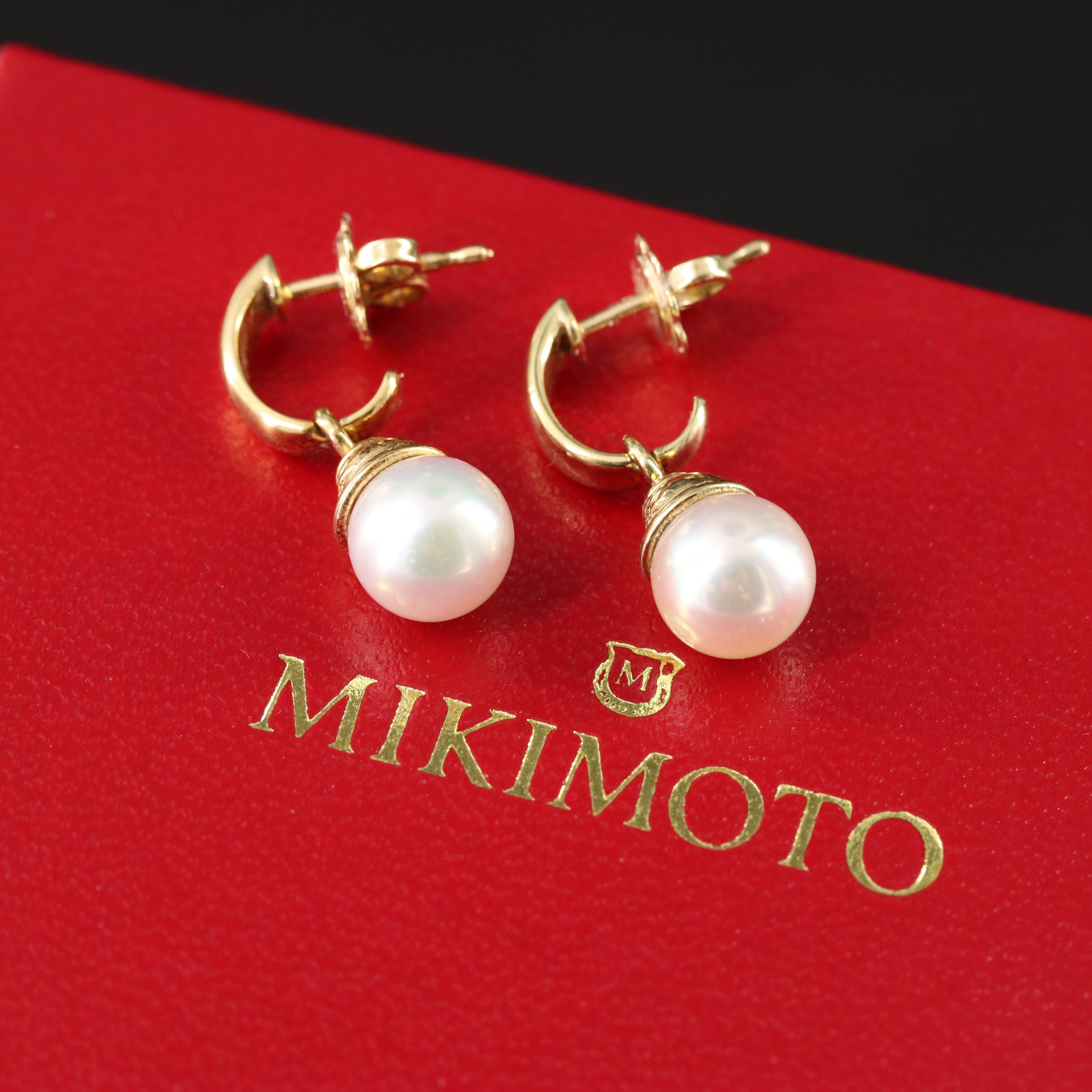 Mikimoto 18K Pearl Drop Earrings with Diamond Accents