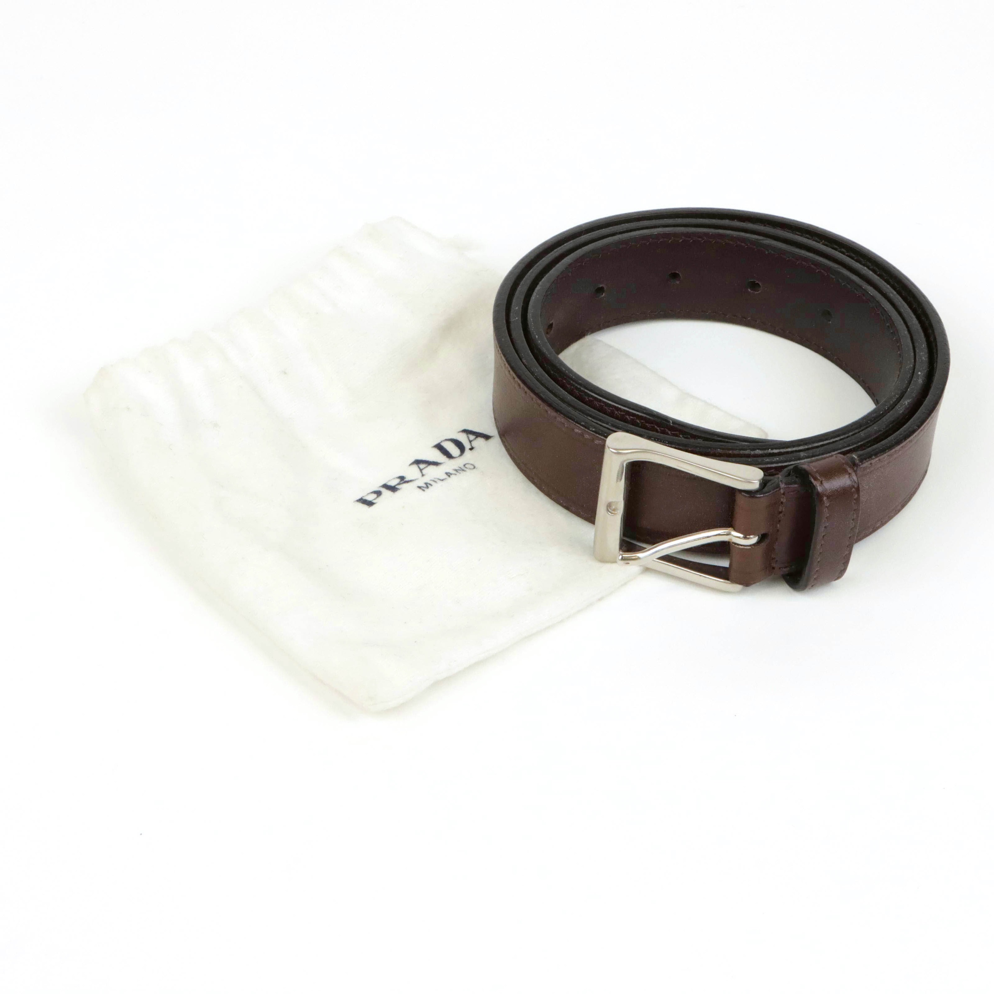 Men's Prada Brown Leather Belt