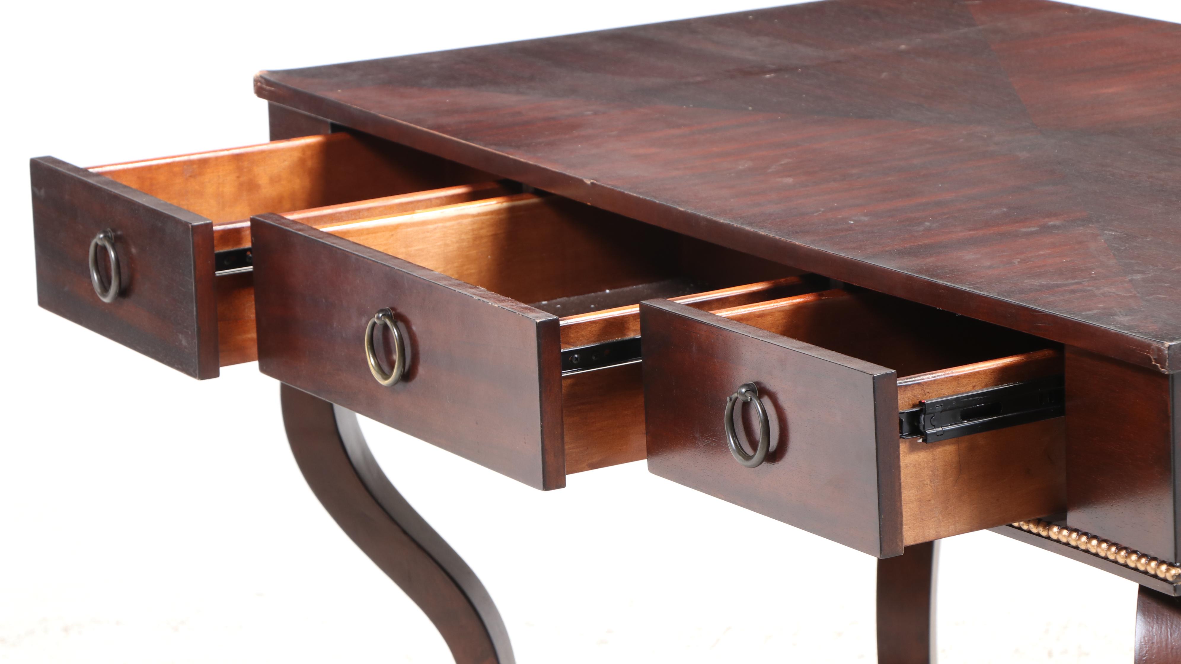 Calmart Classical Style Mahogany Finish Three-Drawer Desk