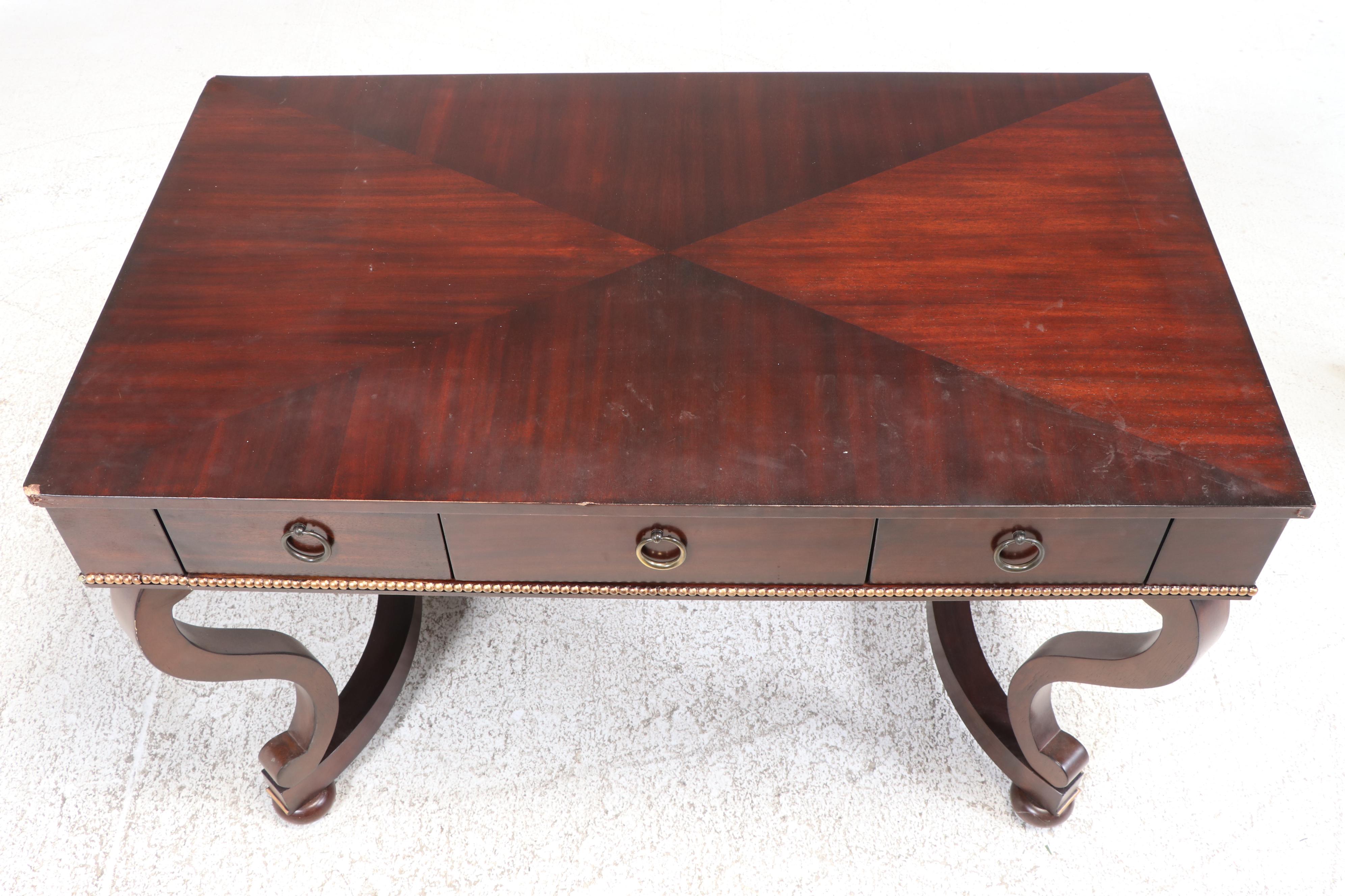 Calmart Classical Style Mahogany Finish Three-Drawer Desk