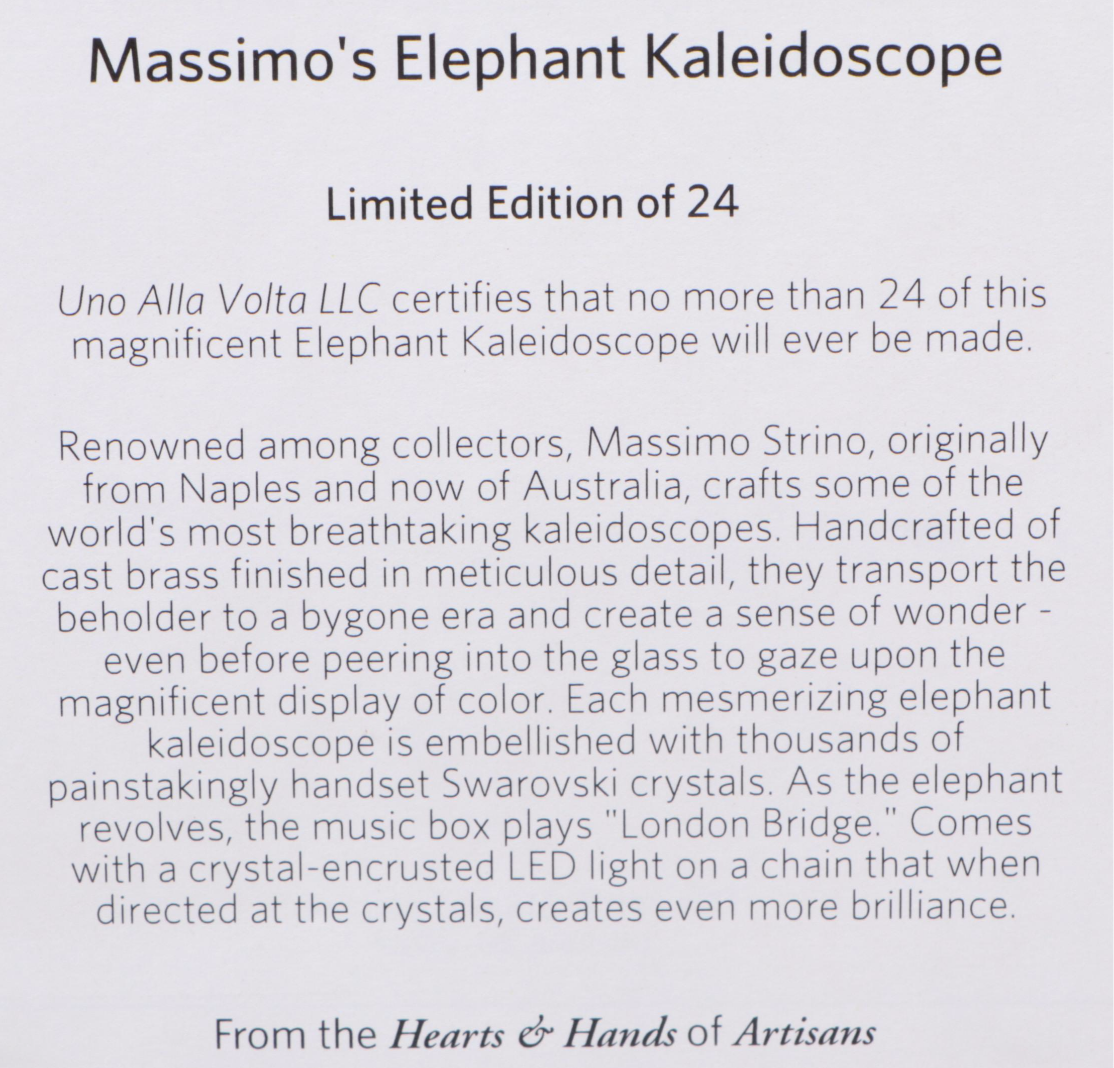 Massimo Strino "Sultana" Embellished Elephant Kaleidoscope Music Box, 2012