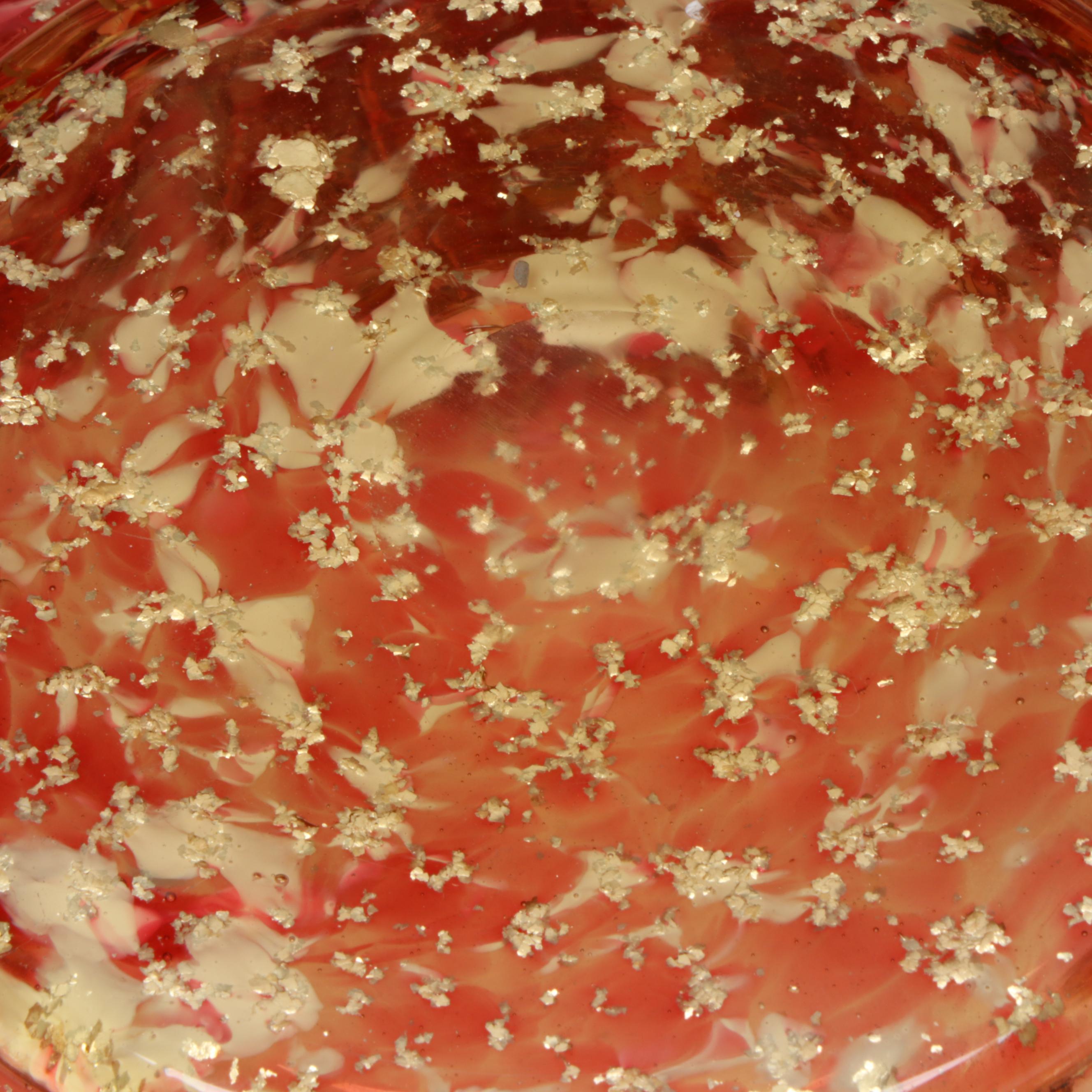 Victorian Pink and Aventurine Art Glass Crimped Edge Bowl