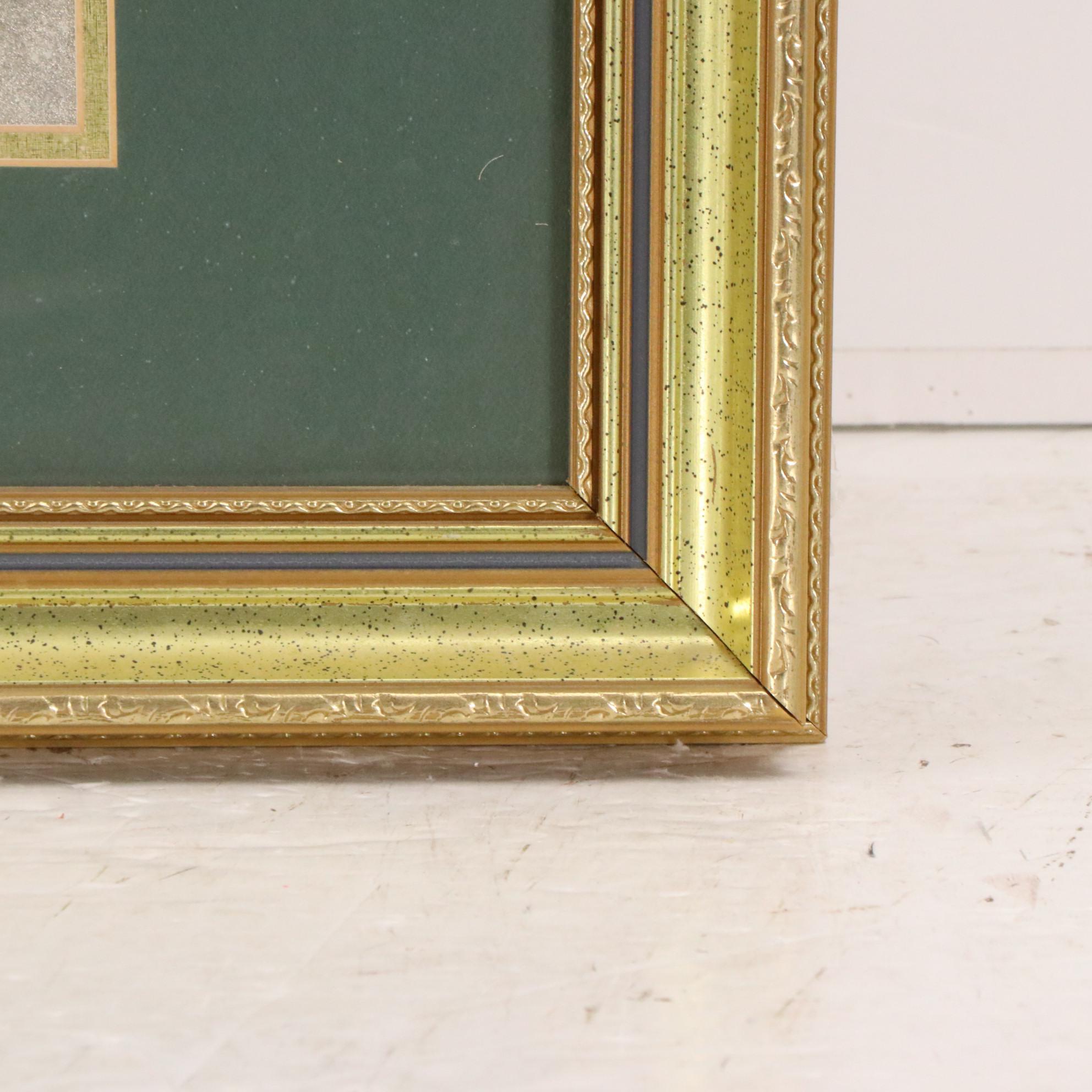 Gold Foil World Wall Map After Johannes Blaeu, Mid/Late 20th Century