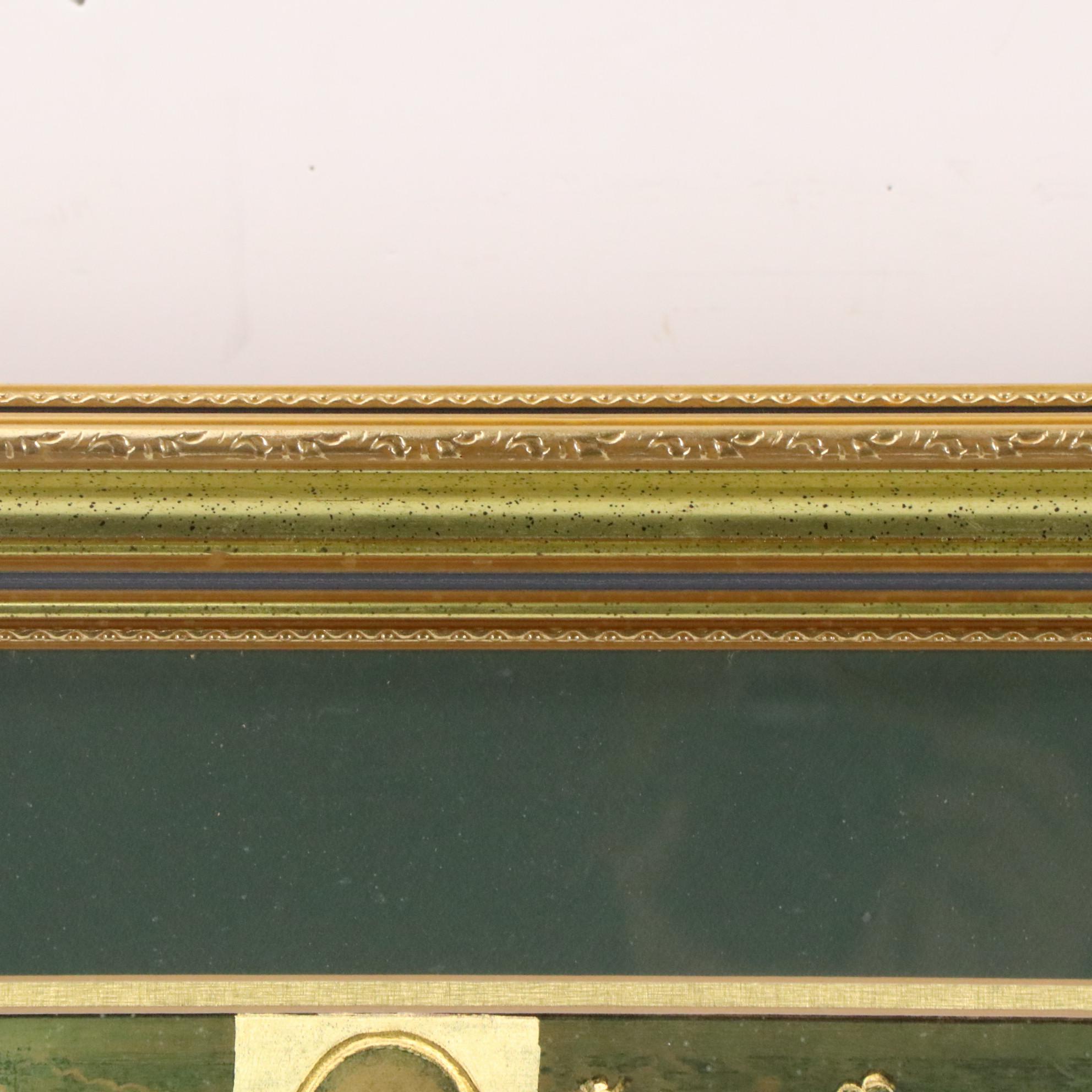 Gold Foil World Wall Map After Johannes Blaeu, Mid/Late 20th Century