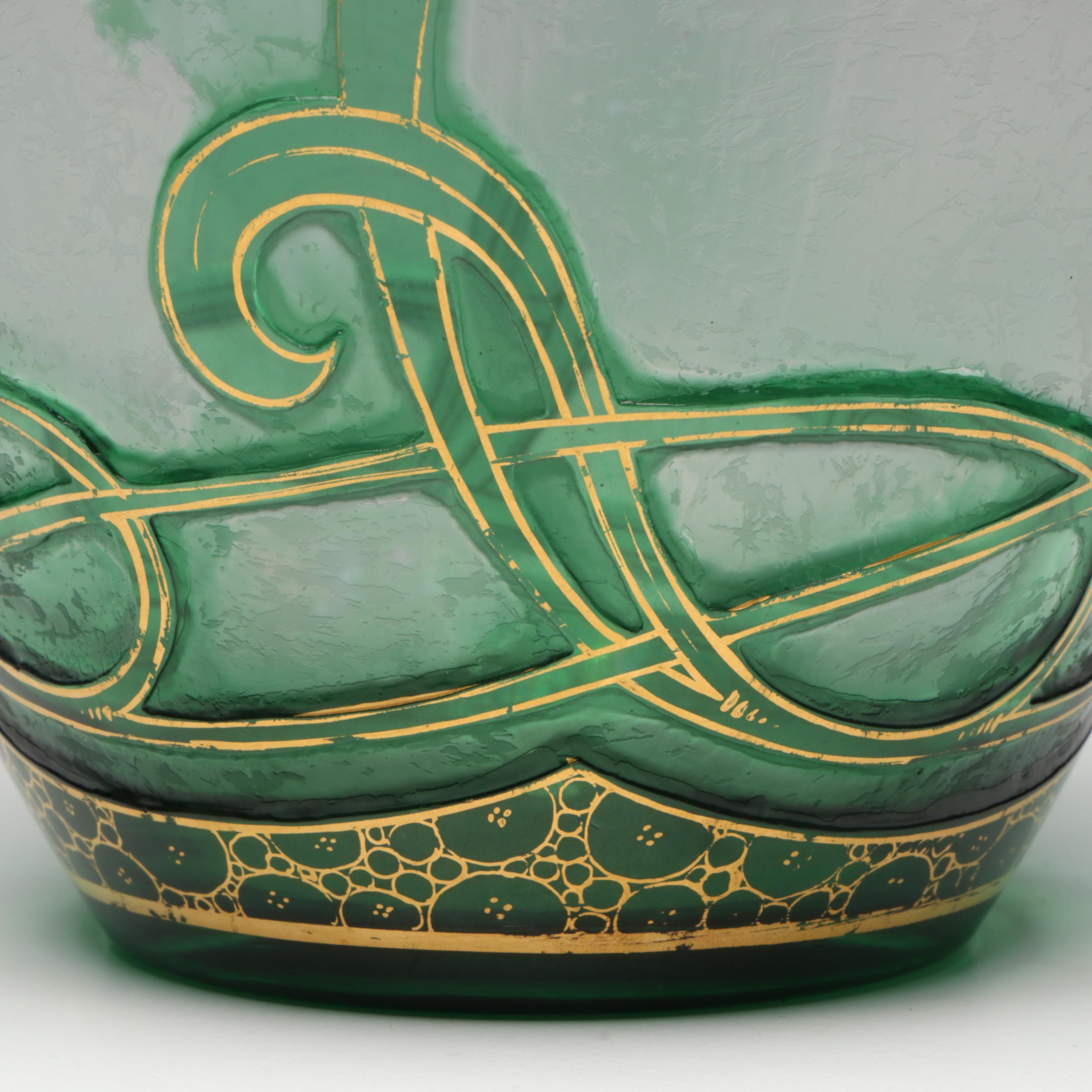 Dorflinger Honesdale Art Nouveau Gilt Cameo Glass Vase