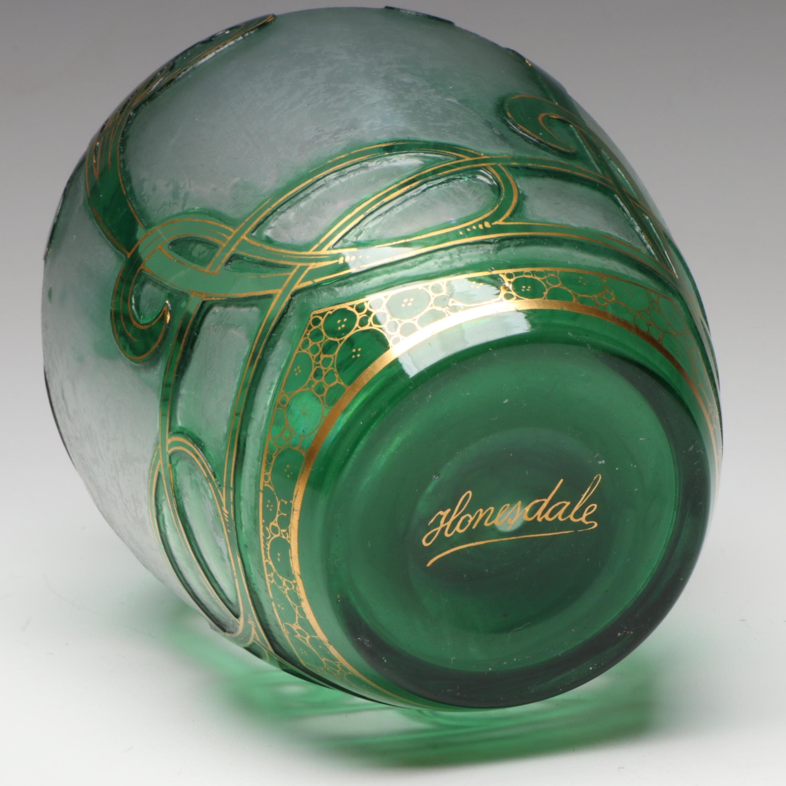 Dorflinger Honesdale Art Nouveau Gilt Cameo Glass Vase