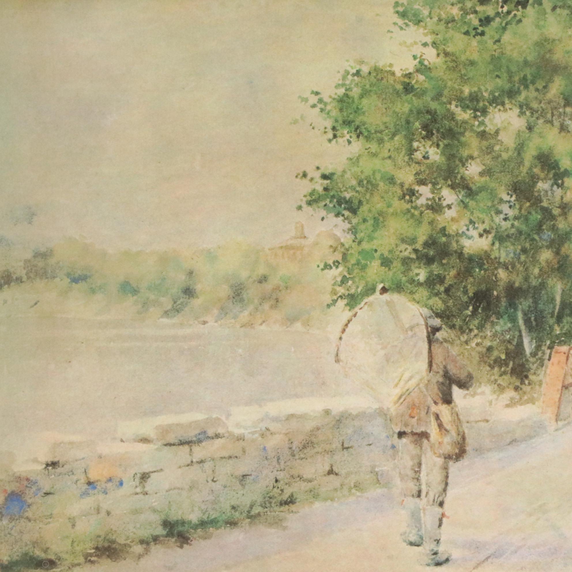 Offset Lithograph After Paul Sawyier "Fisherman's Catch," 1975