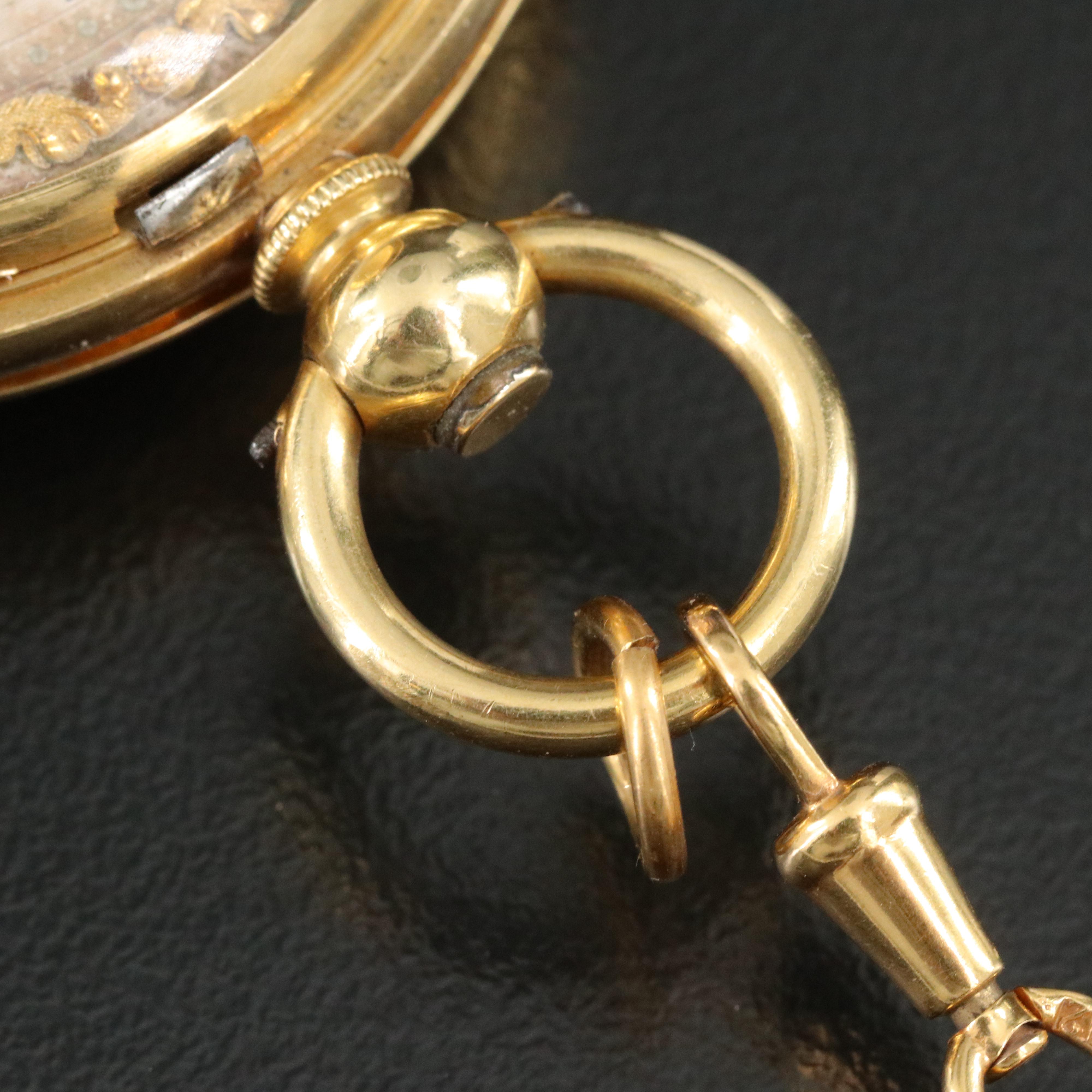Antique G.A. Huguenin Ponts 18K Gold Double Hunter Pocket Watch