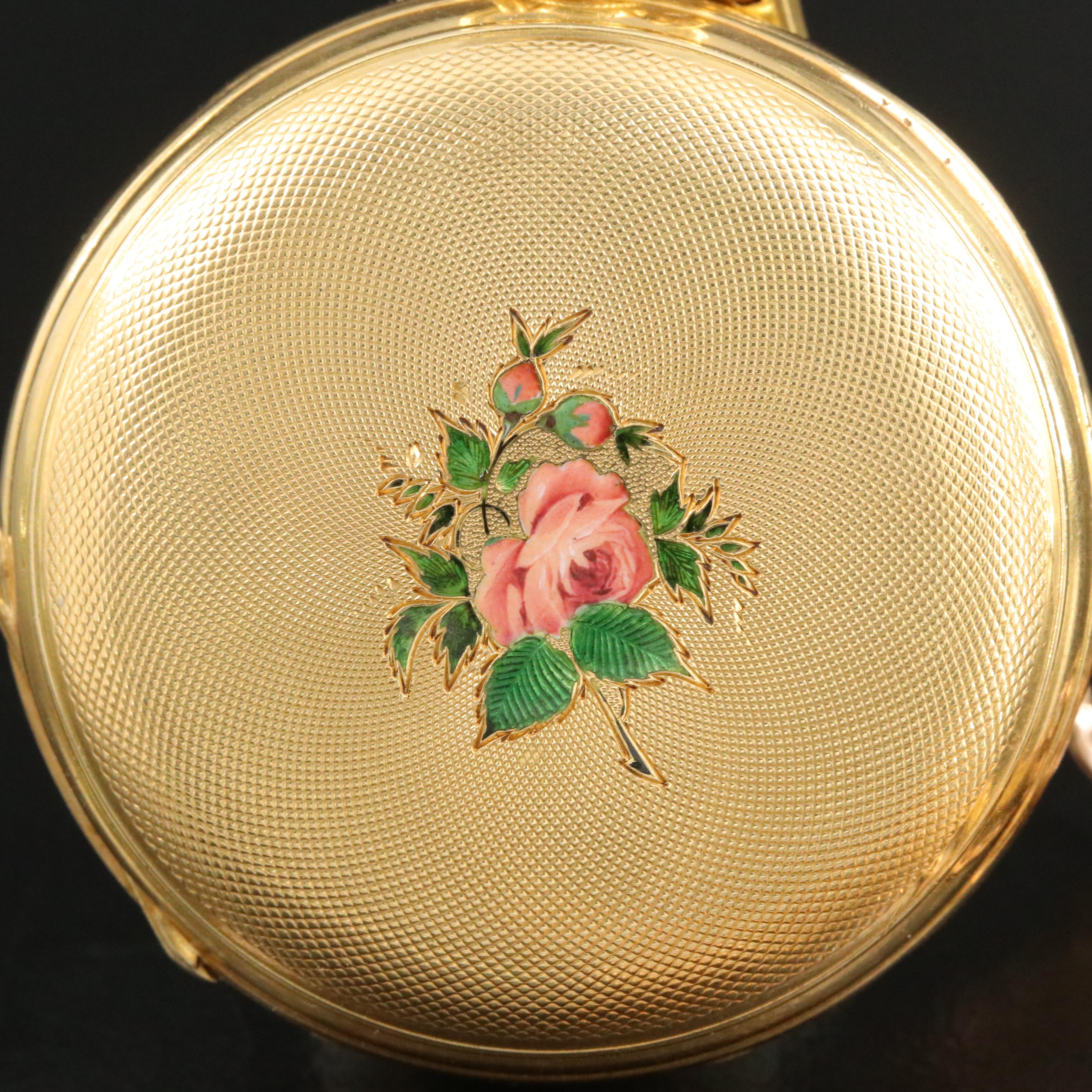 Antique G.A. Huguenin Ponts 18K Gold Double Hunter Pocket Watch