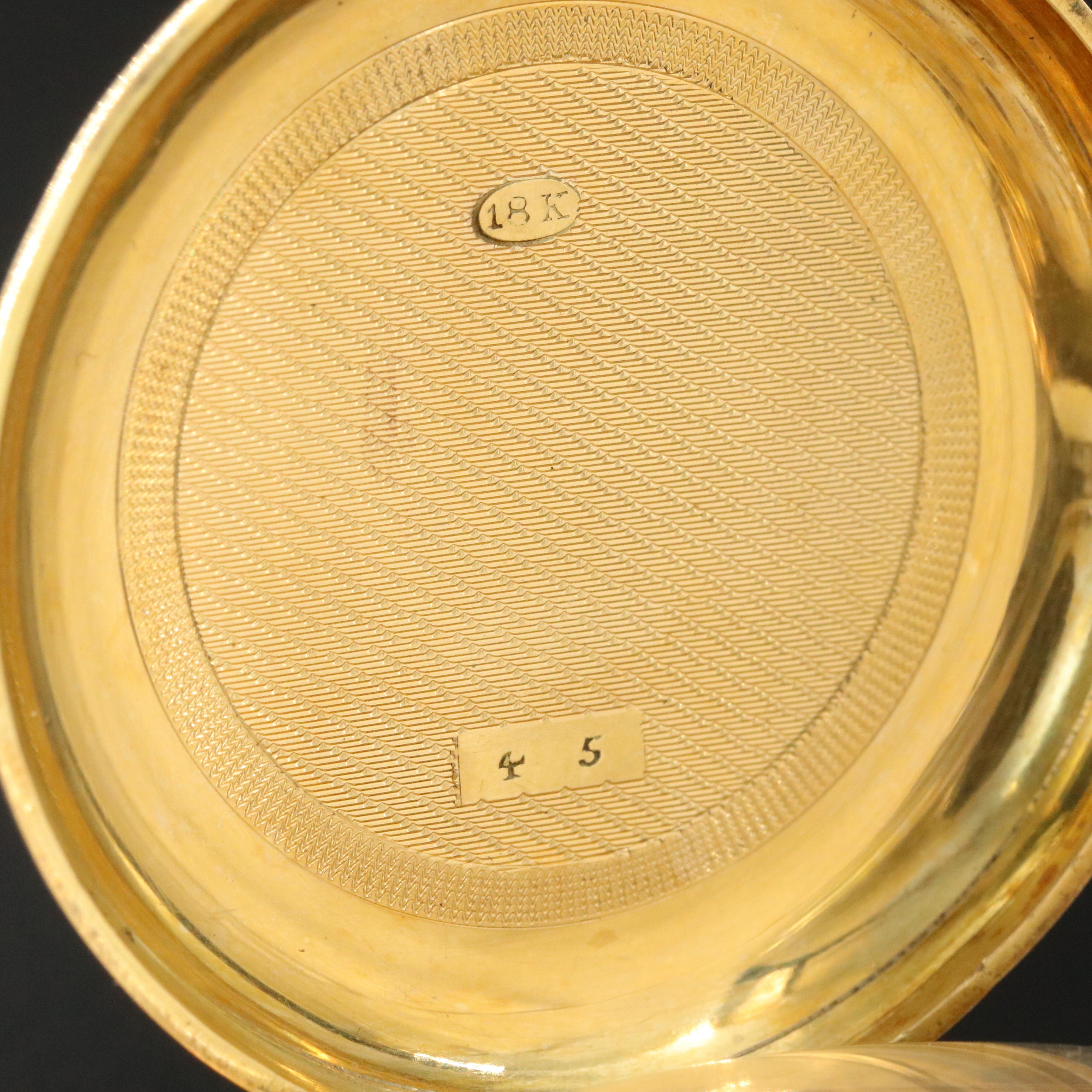 Antique G.A. Huguenin Ponts 18K Gold Double Hunter Pocket Watch