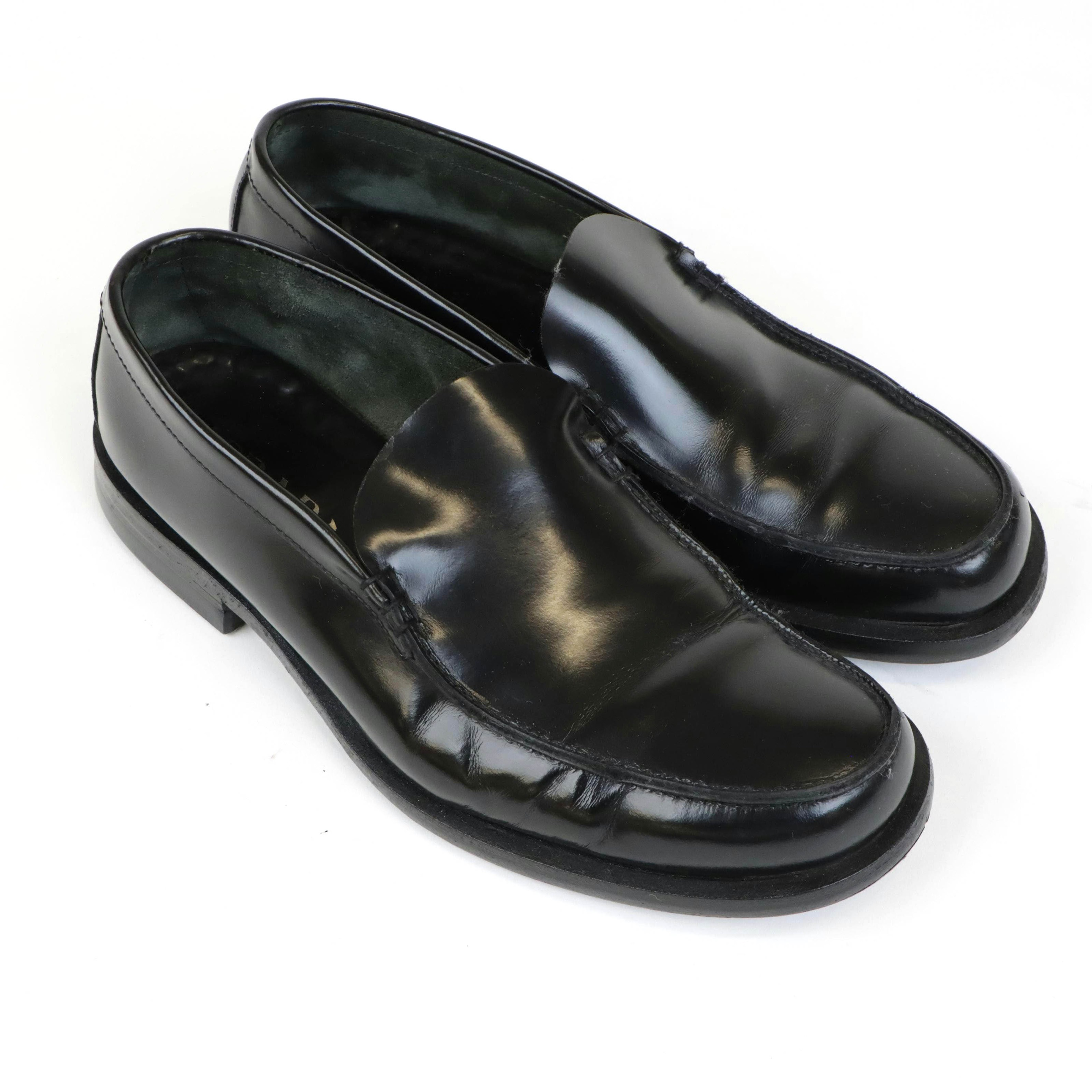 Men’s Prada Black Matte Patent Leather Loafers