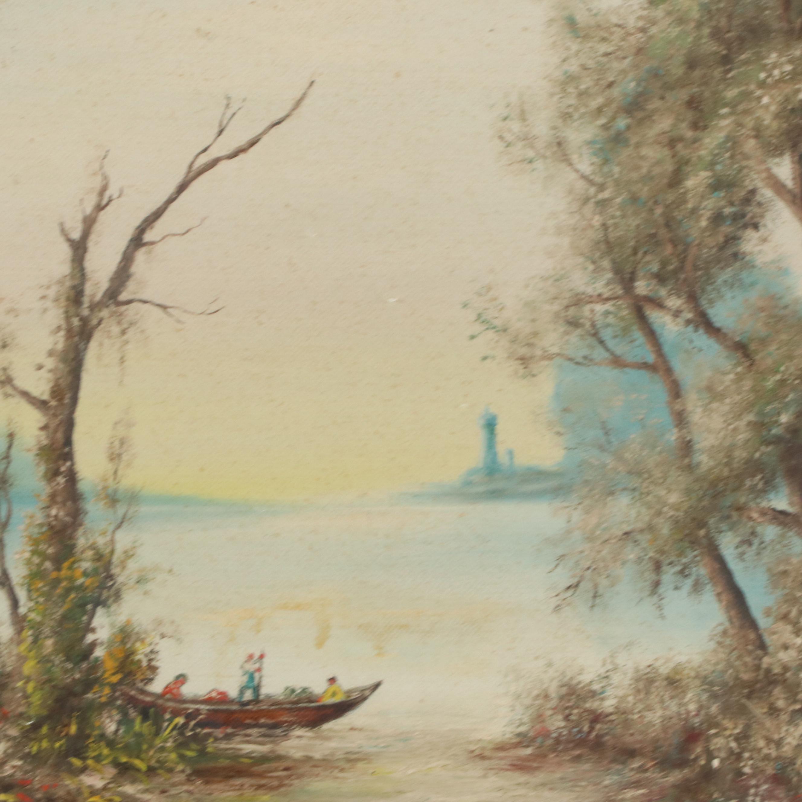 D. E. Jackson Coastal Landscape Oil Painting