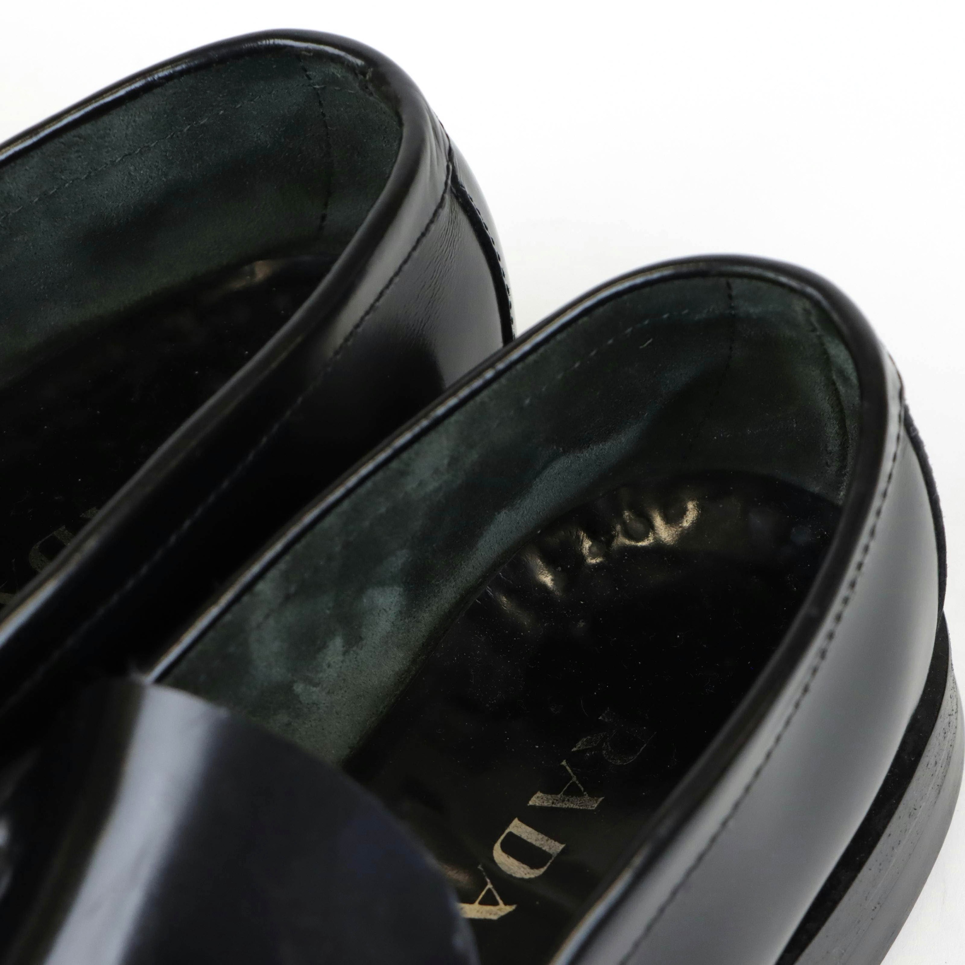 Men’s Prada Black Matte Patent Leather Loafers